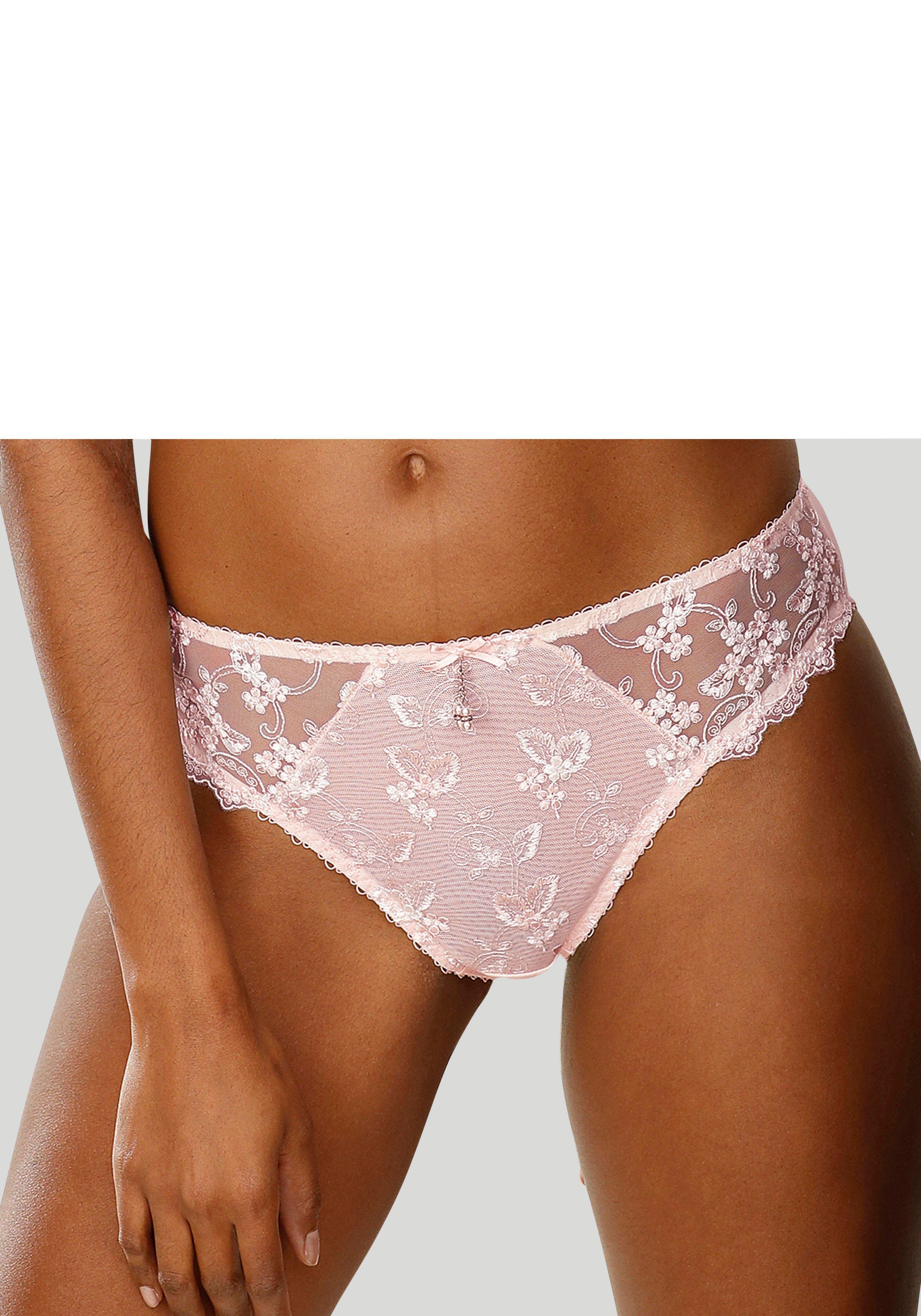 Lascana Slip Dessous met mooie bloemetjesborduurkant dames slips maat 52/54 roze