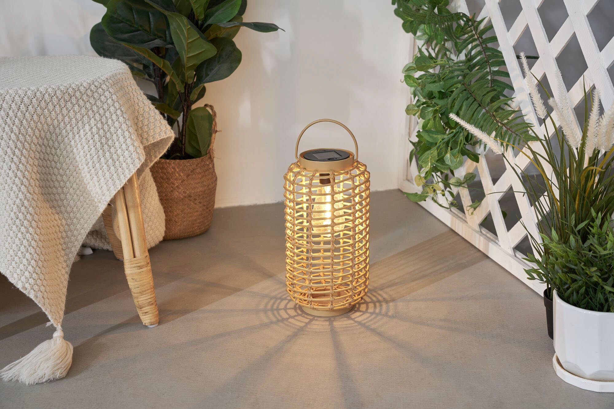 Pauleen Led-lantaarn Sunshine Darling solarlaterne beige rattan/metaal/kunststof