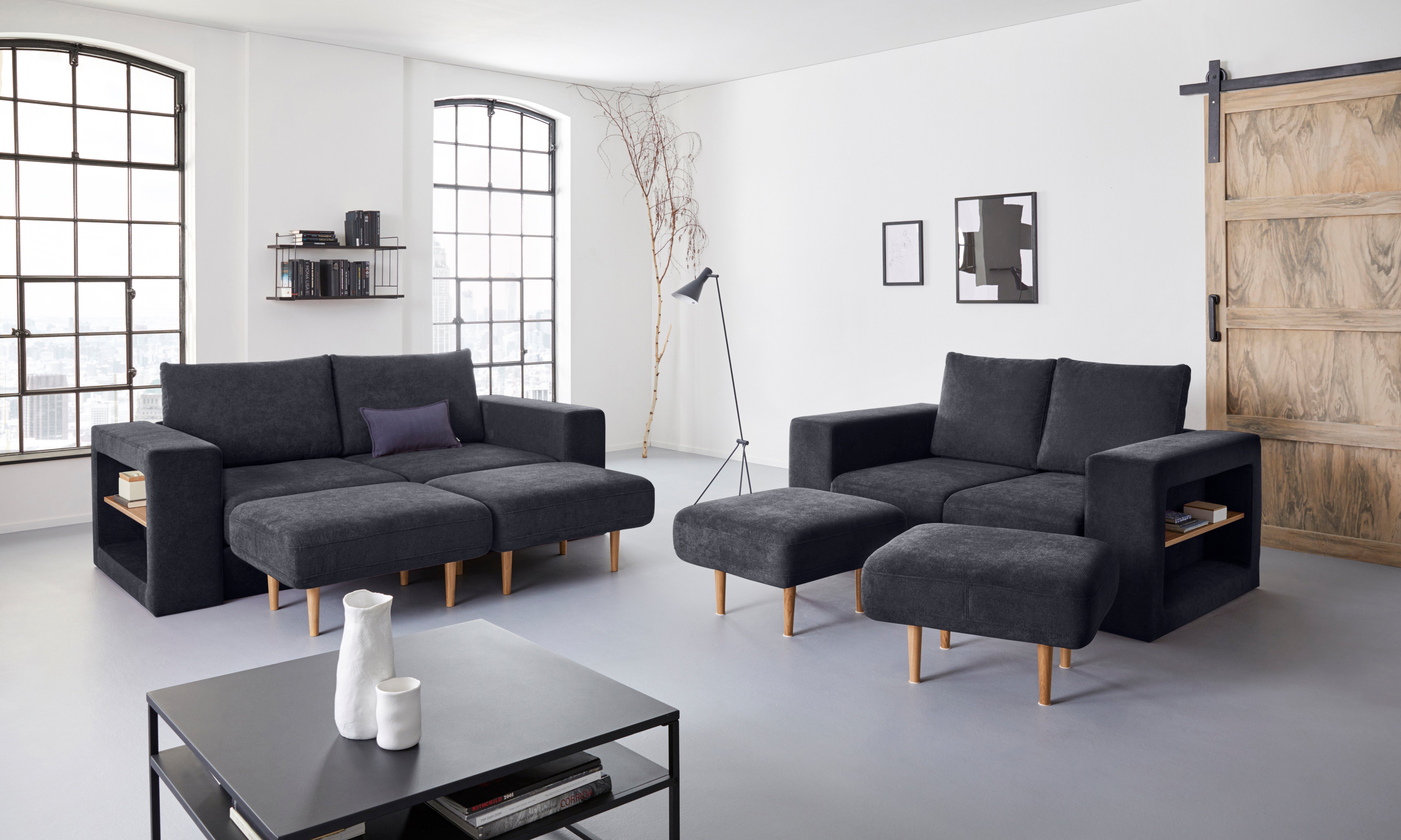 LOOKS BY WOLFGANG JOOP 2-zitsbank Looksvb Aan te passen bank: de bank wordt een bank met 2 hockers, met kastfunctie