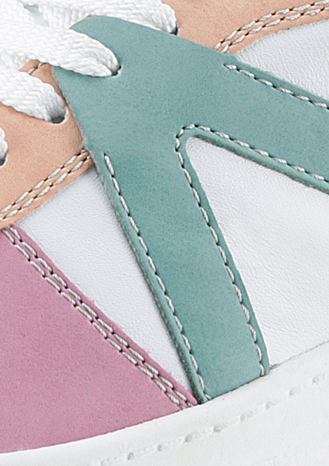Rieker Plateausneakers met pastelkleuren contrasten, vrijetijdsschoen, lage schoen, veterschoen