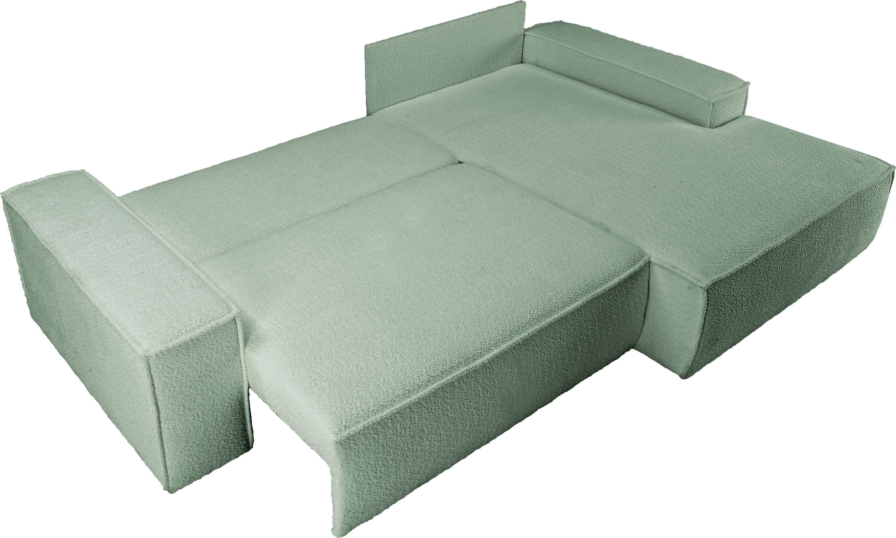 andas Hoekbank Finnley slaapbank 267 cm in Bouclé, fijne structuur en cord, L-vorm