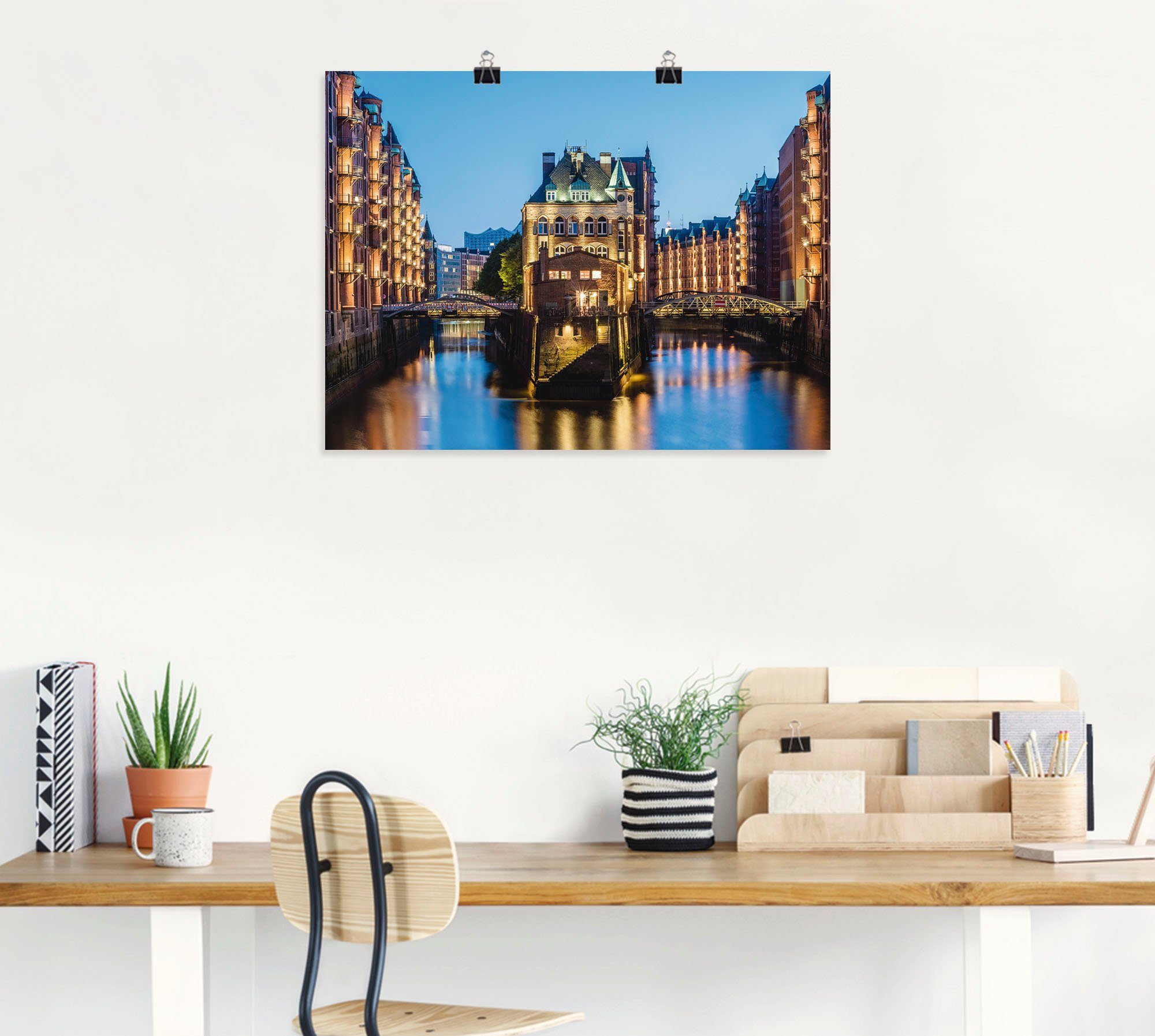 Artland Artprint Hamburg Waterkasteel in Speicherstadt 2 als artprint van aluminium, artprint voor buiten, poster in diverse formaten
