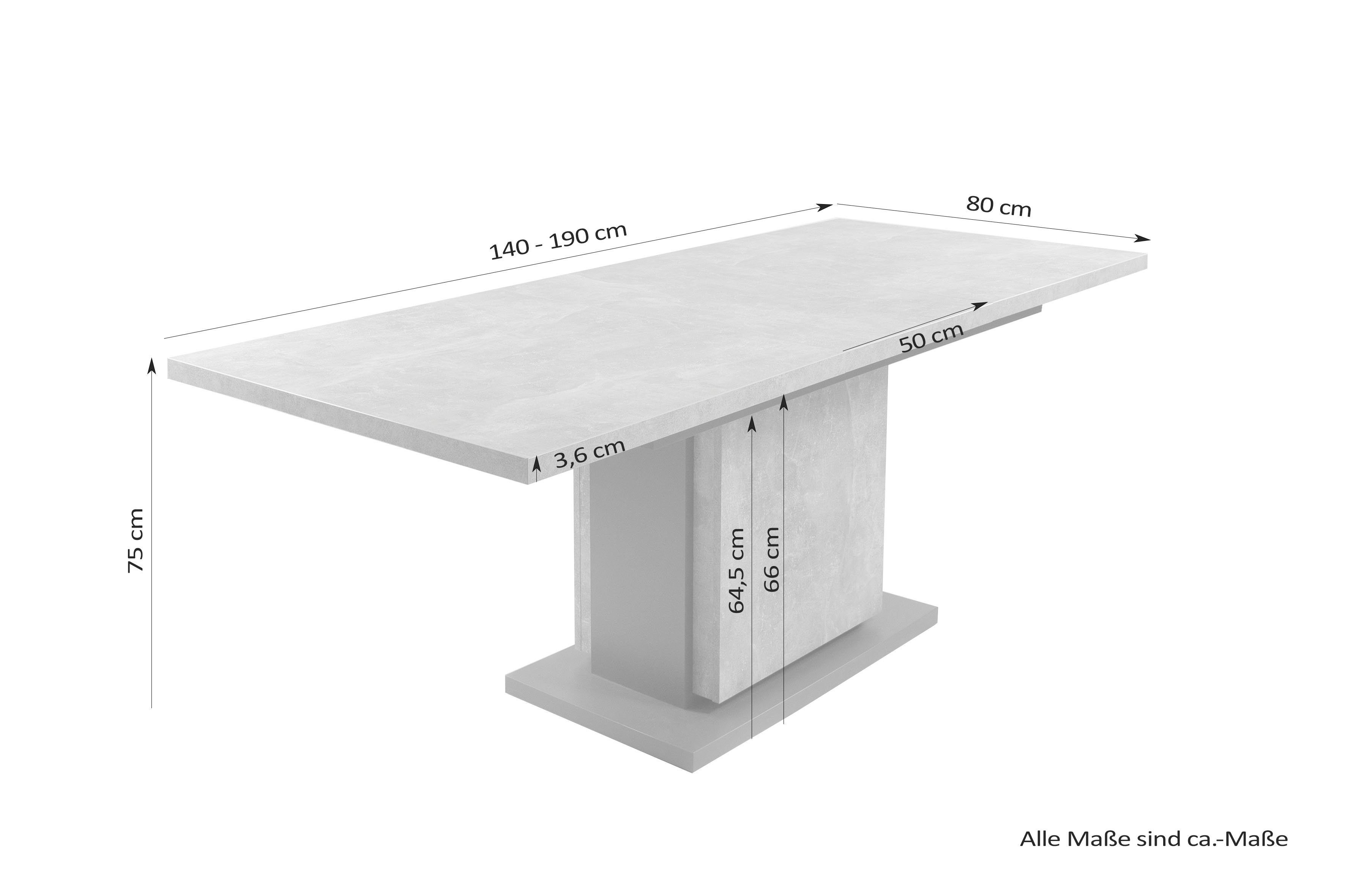 byLIVING Eettafel met uittrekfunctie, in 2 breedten 140-190 cm of 160-215 cm
