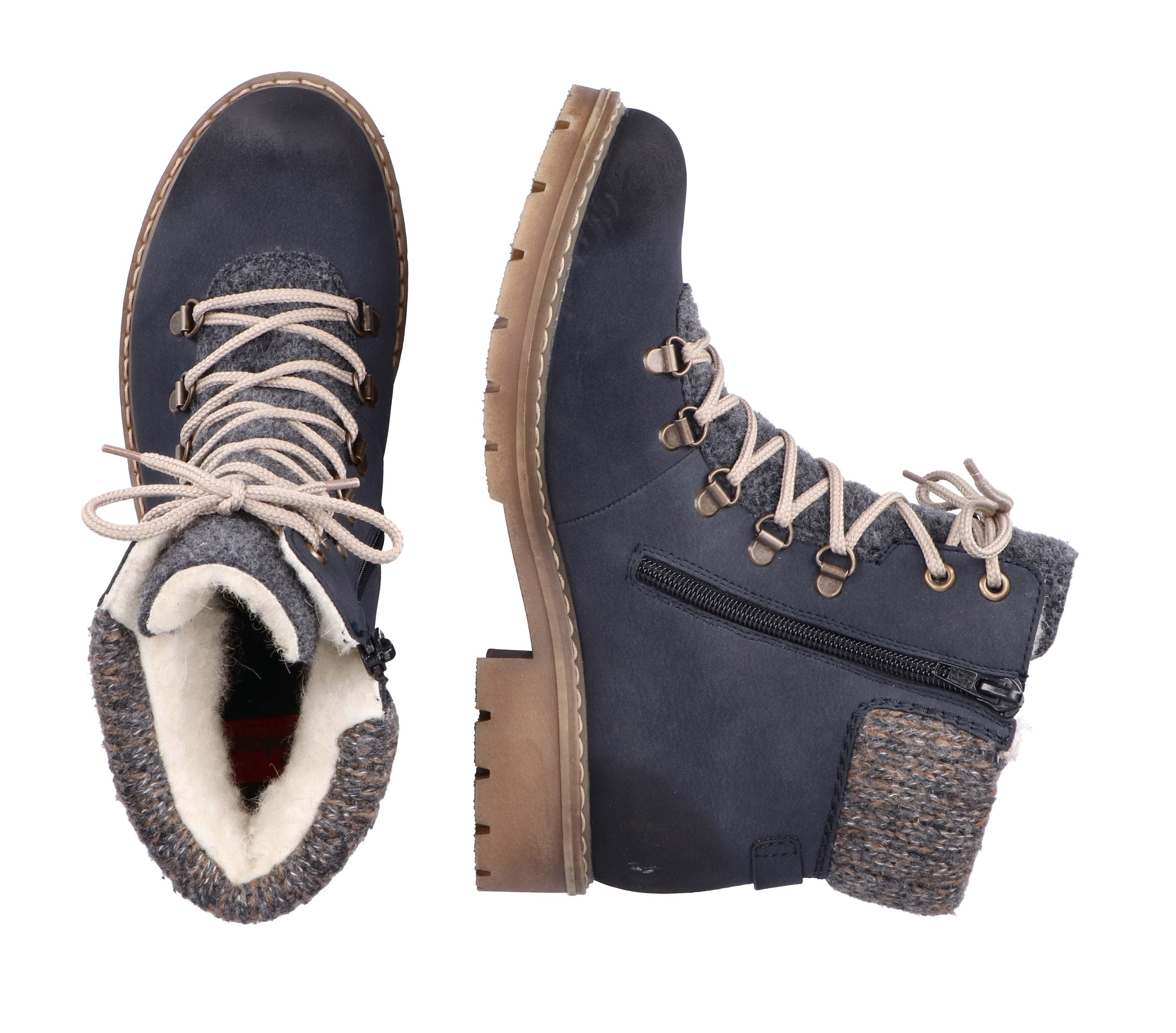 Rieker Winterlaarsjes winterlaarzen, veterschoenen met gebreide rand en rieker-tex