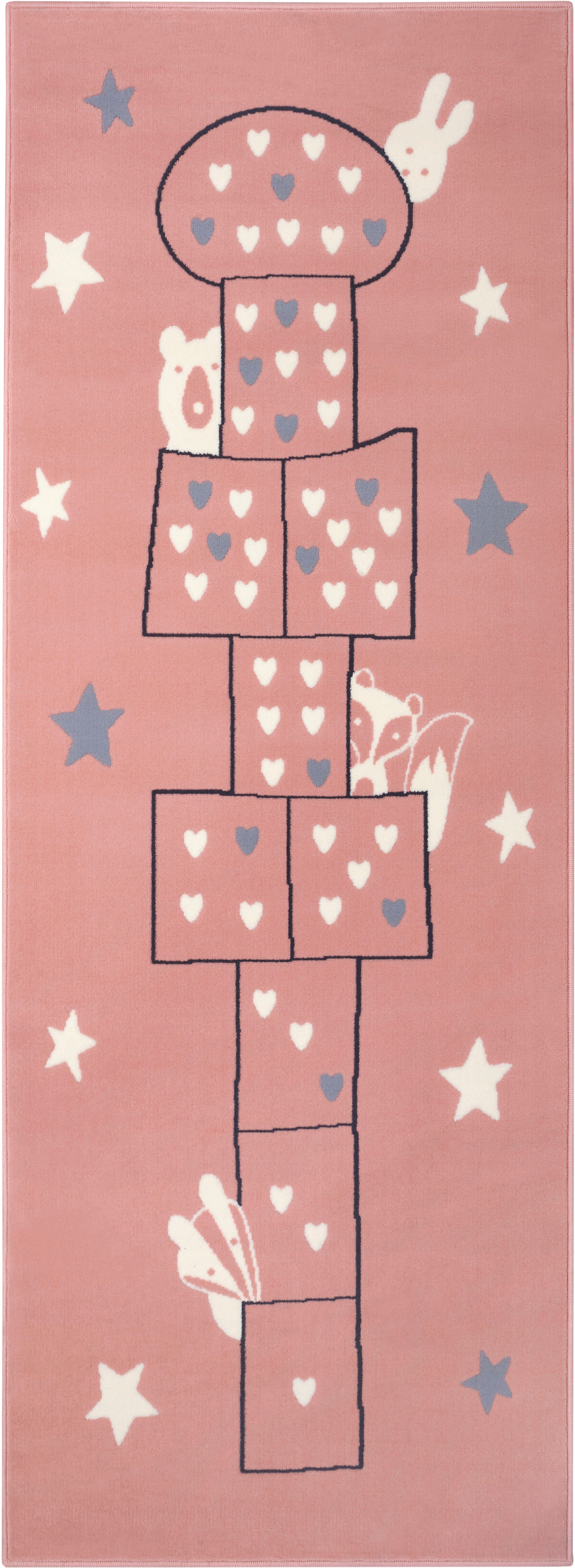 HANSE Home Kindervloerkleed Jump Speelmat hinkelbaan hemel & hel, dieren, platweefsel
