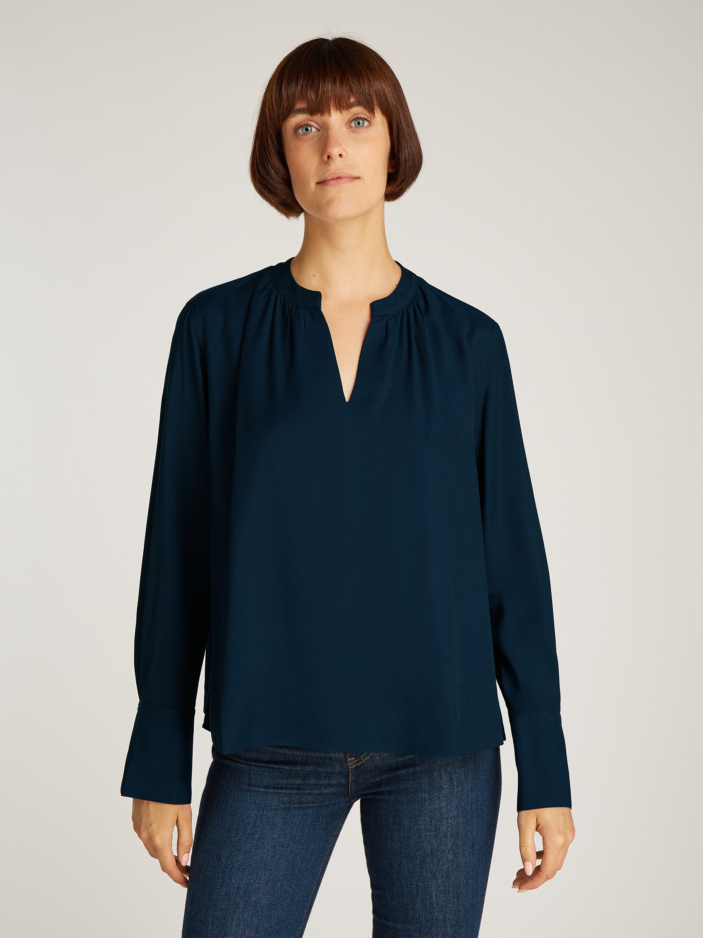 Tommy Hilfiger Blouse met lange mouwen SOFT VIS V NECK LS BLOUSE