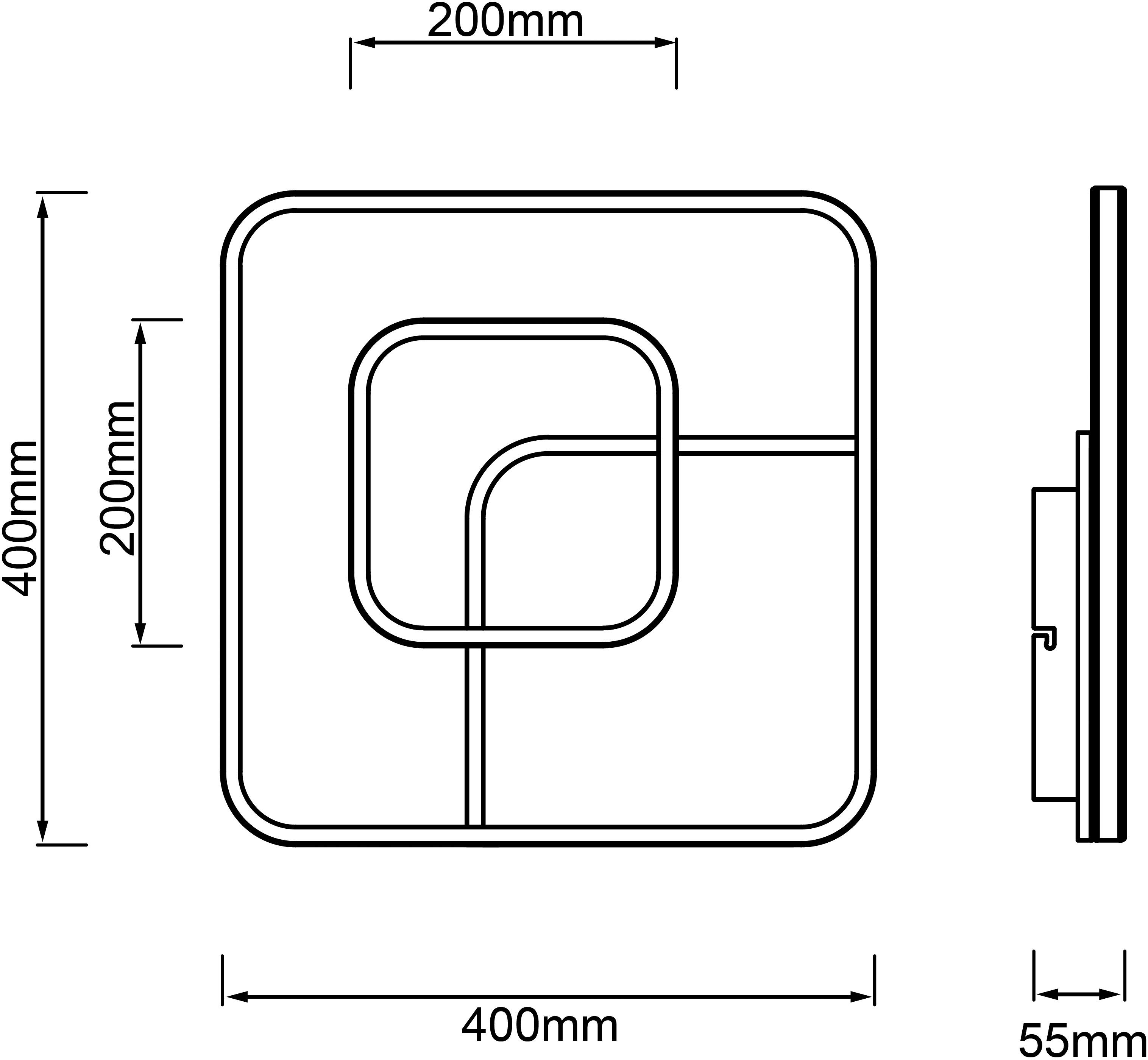 Brilliant Leuchten Led-plafondlamp Merapi 41 x 41 cm, 3600 lm, warmwit licht, metaal, kunststof, wit/zwart (1 stuk)