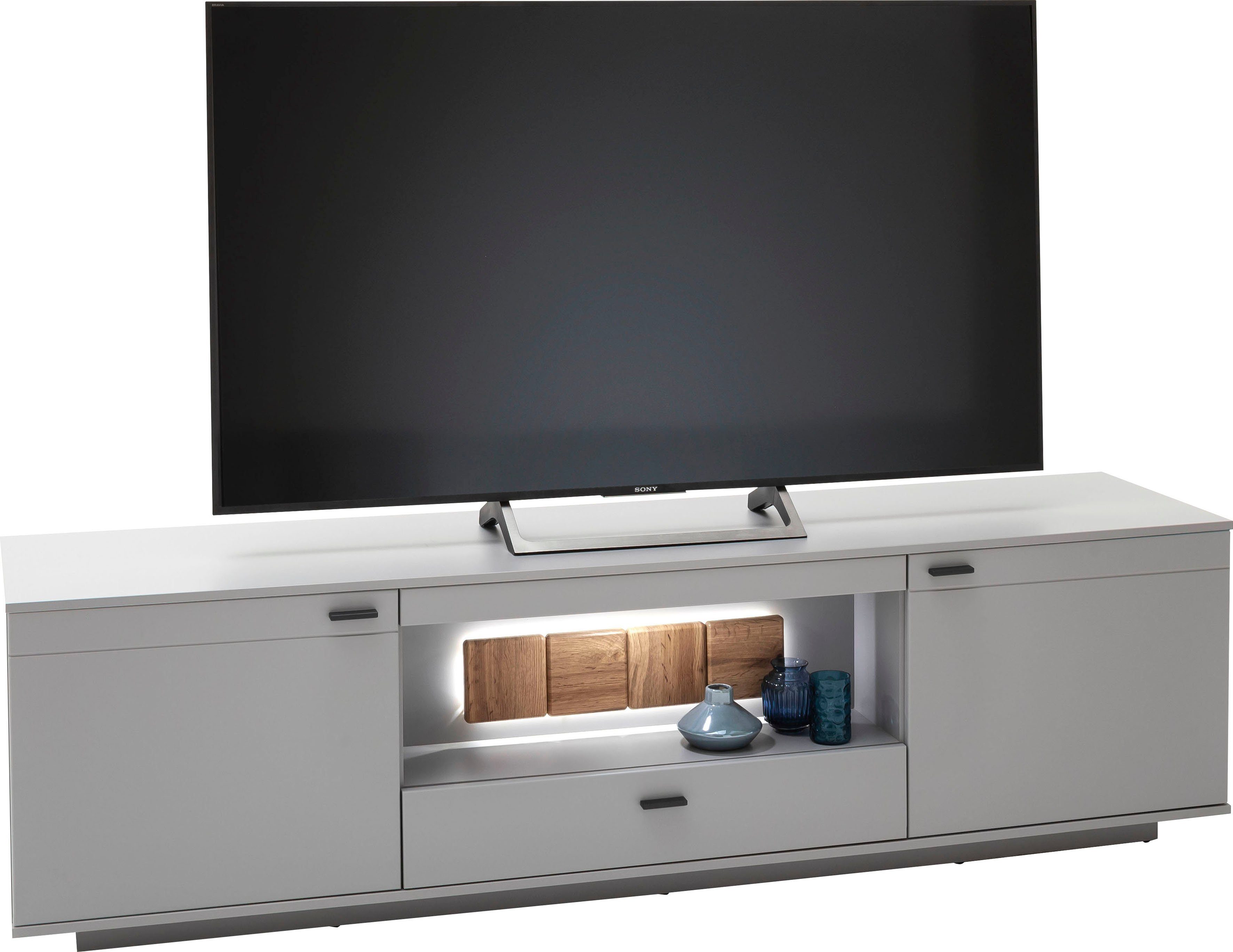 MCA furniture Tv-meubel Zadar Tv-kast voor tv tot 80 inch, Noordpool-grijs, naar keuze met verlichting