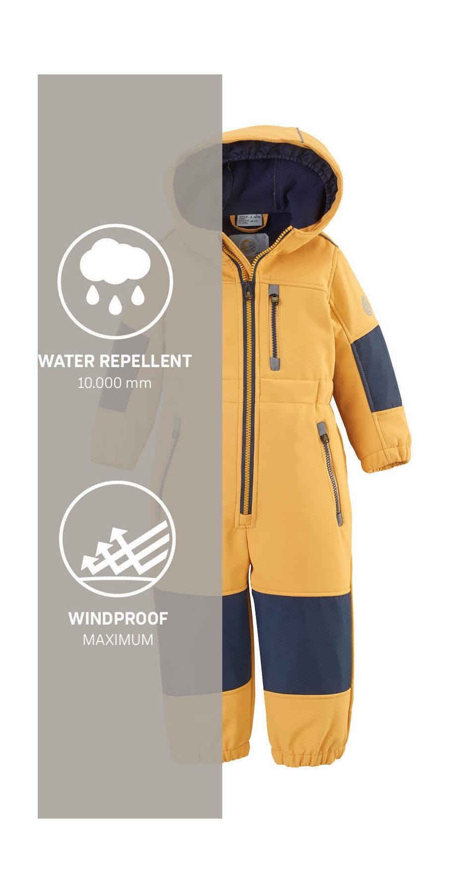 first instinct by killtec Jumpsuit FIOW 35 MNS ONPC Softshellpak met fleece binnenin, waterafstotend, winddicht