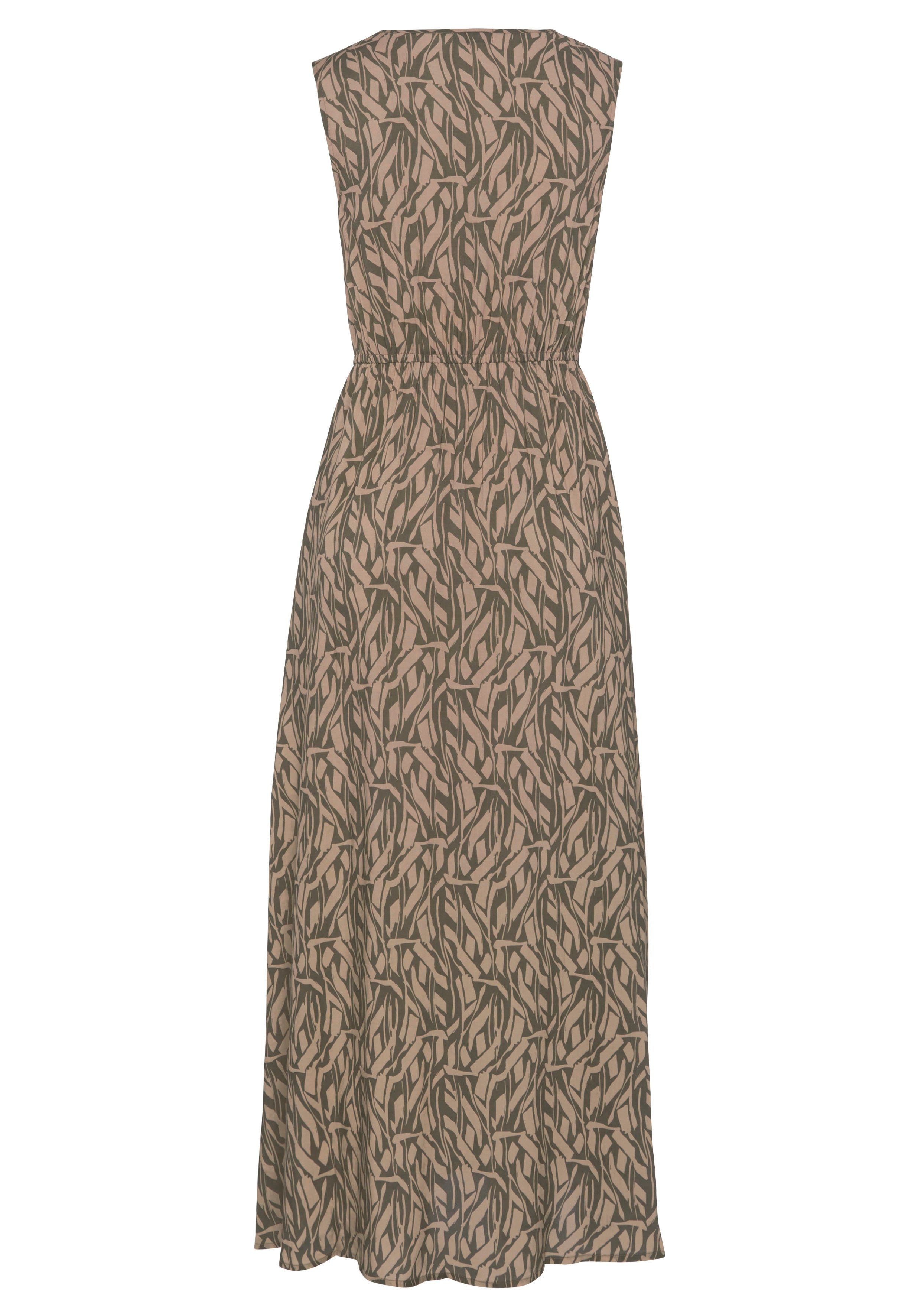 Buffalo Maxi-jurk in all-over print met v-hals en split, zomerjurk, strandjurk