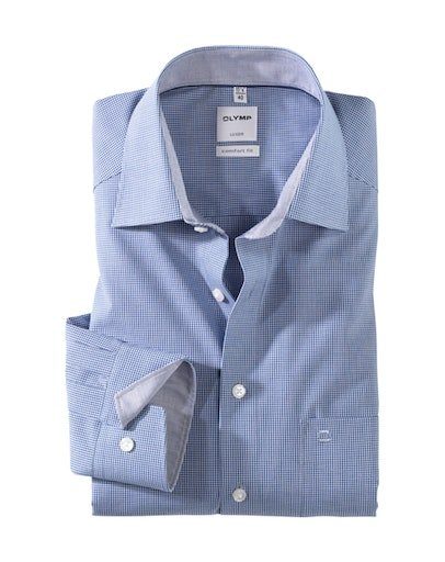 OLYMP Businessoverhemd Luxor modern fit heren zakelijke overhemden maat 47 blauw