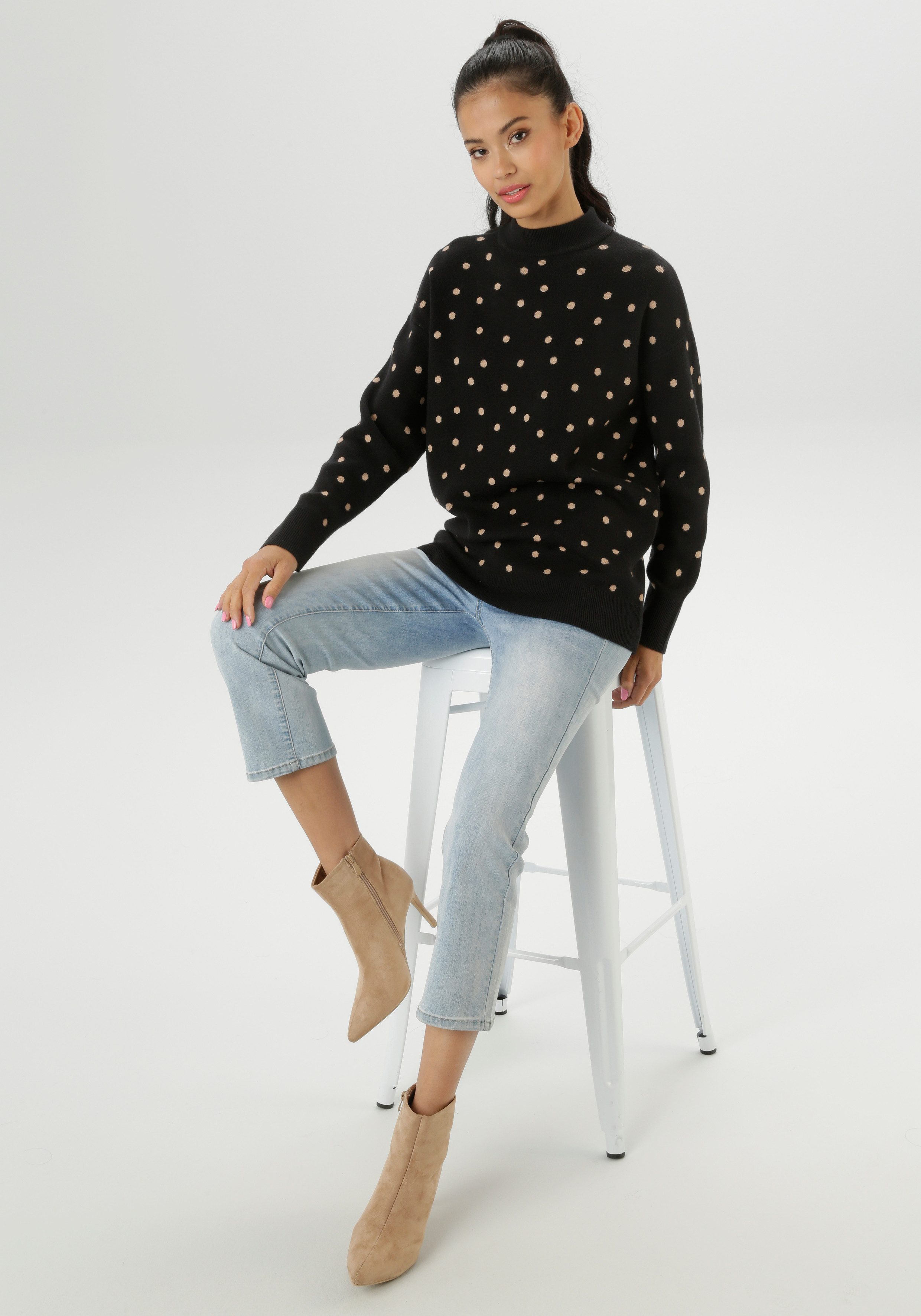 Aniston SELECTED Gebreide trui met elegant jacquard-patroon - nieuwe collectie