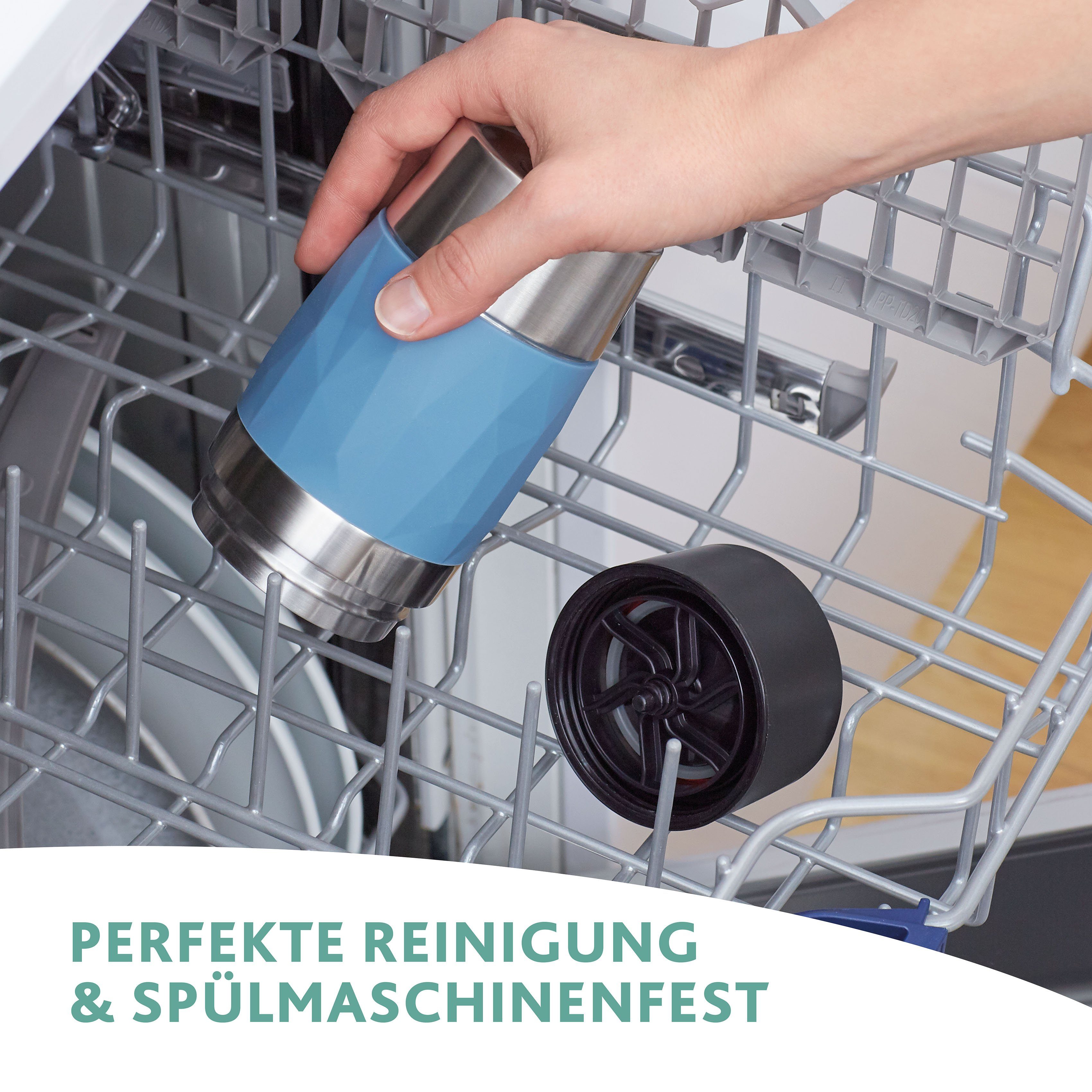 Emsa Thermosbeker Travel Mug Compact 0,3l, roestvrij staal, 3u warm/6u koud, 360° drinkopening, vaatwasmachinebestendig