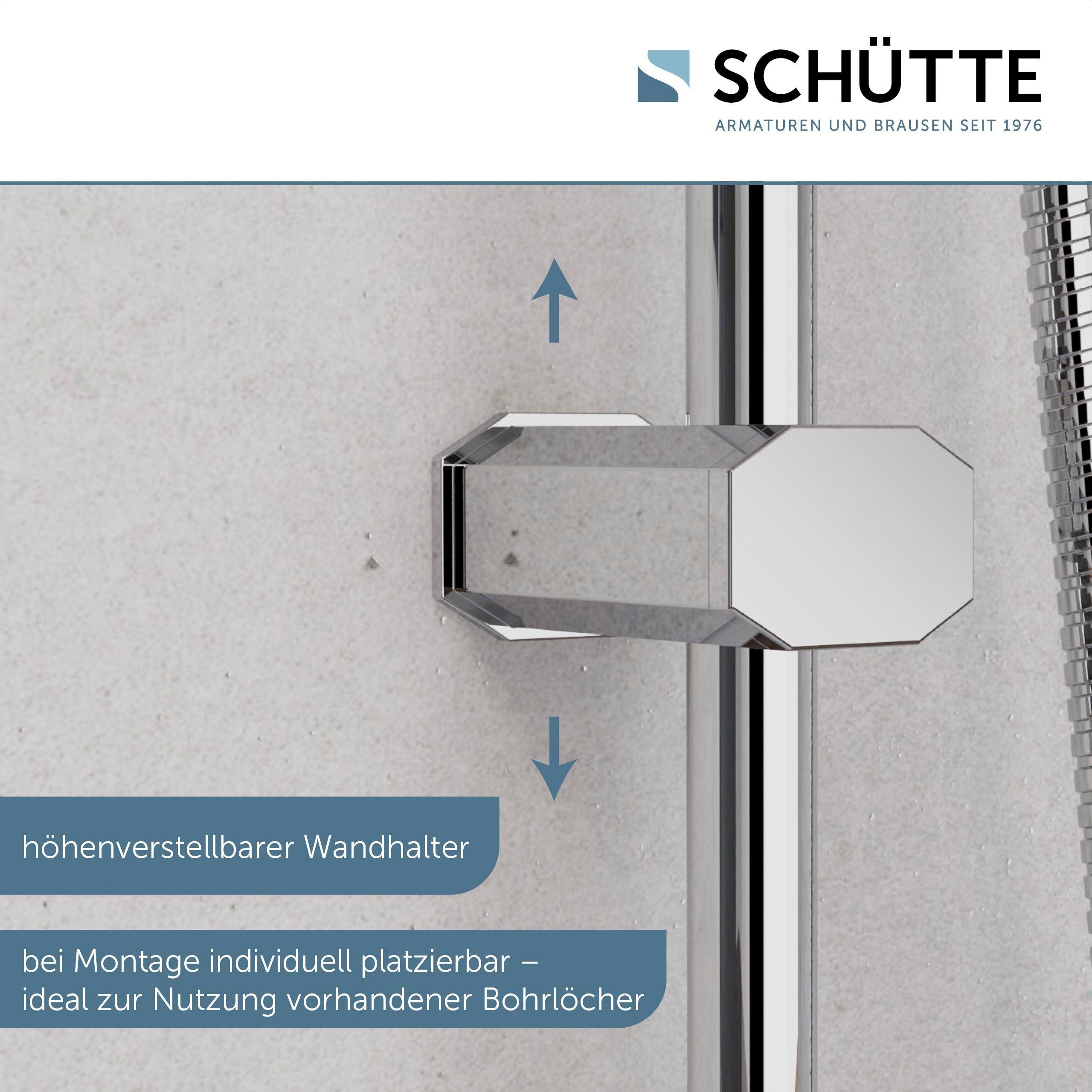 Schütte Slang en handdouche Tokio inclusief waterbesparende afdichting, antikalk, in hoogte verstelbare., edelstalen stang (set)