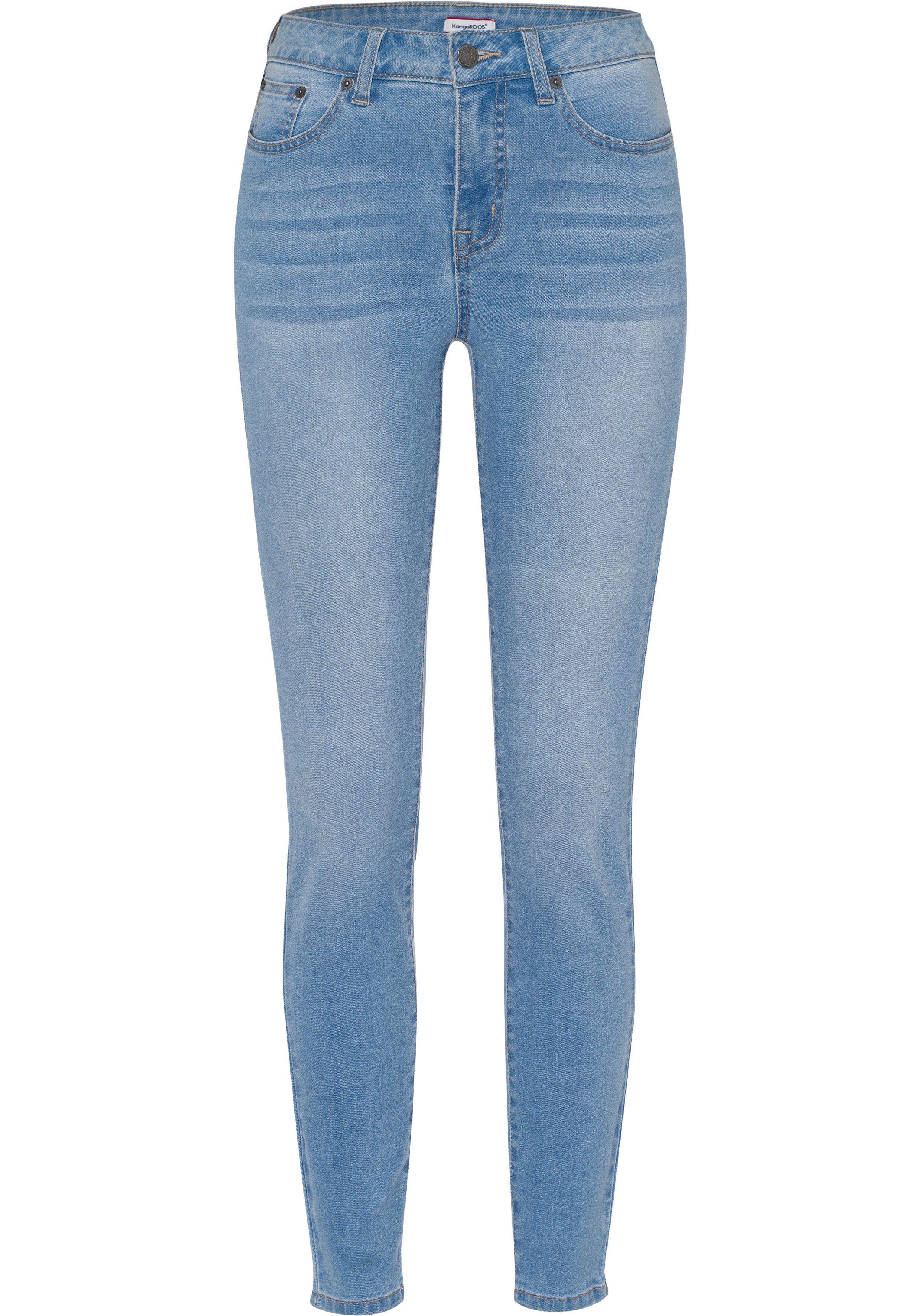 KangaROOS Slim fit jeans CROPPED HIGH WAIST SLIM FIT smalle pasvorm, skinny jeans, trendy used-wassing