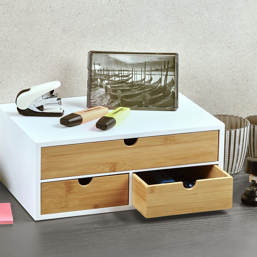 KESPER for kitchen & home Stellingkast Mini-commode met 3 legplanken, wit/bruin, FSC (1 stuk)