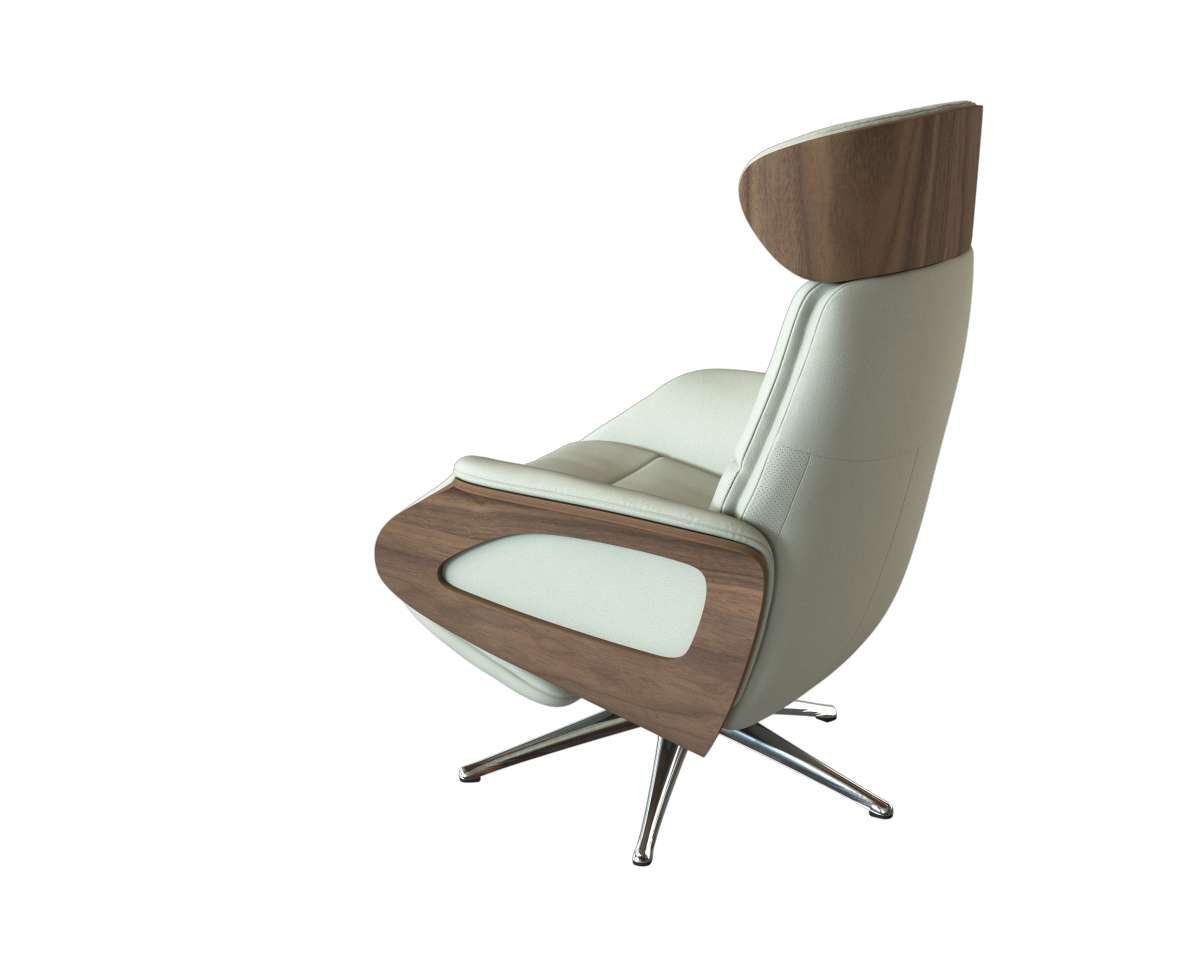 FLEXLUX Relaxfauteuil Clement praktische elektrische fauteuil Maat M, elektrische rug- en voetensteun, accu, armleuning Walnoot, aluminium voet