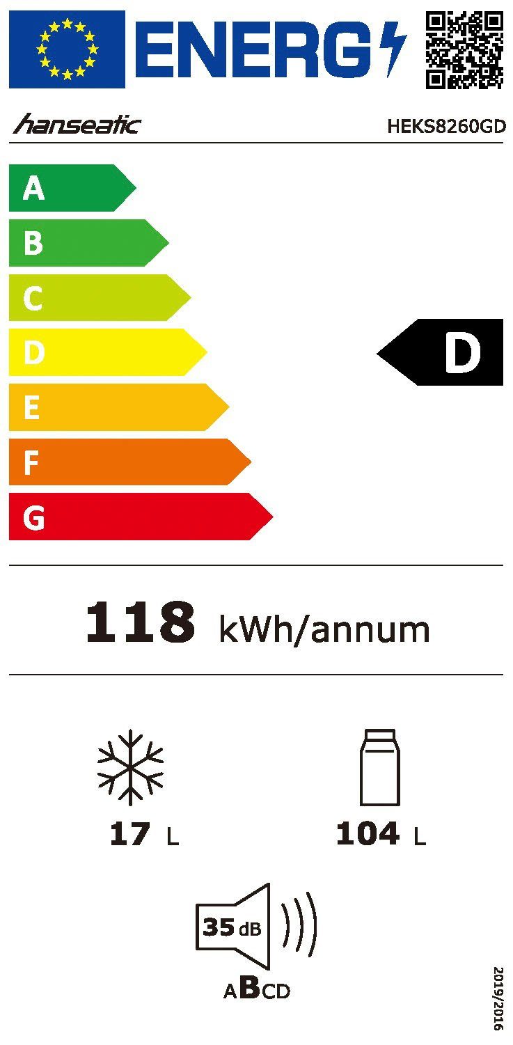 Hanseatic Inbouwkoelkast HEKS8260GD, 81,8 cm x 59,5 cm