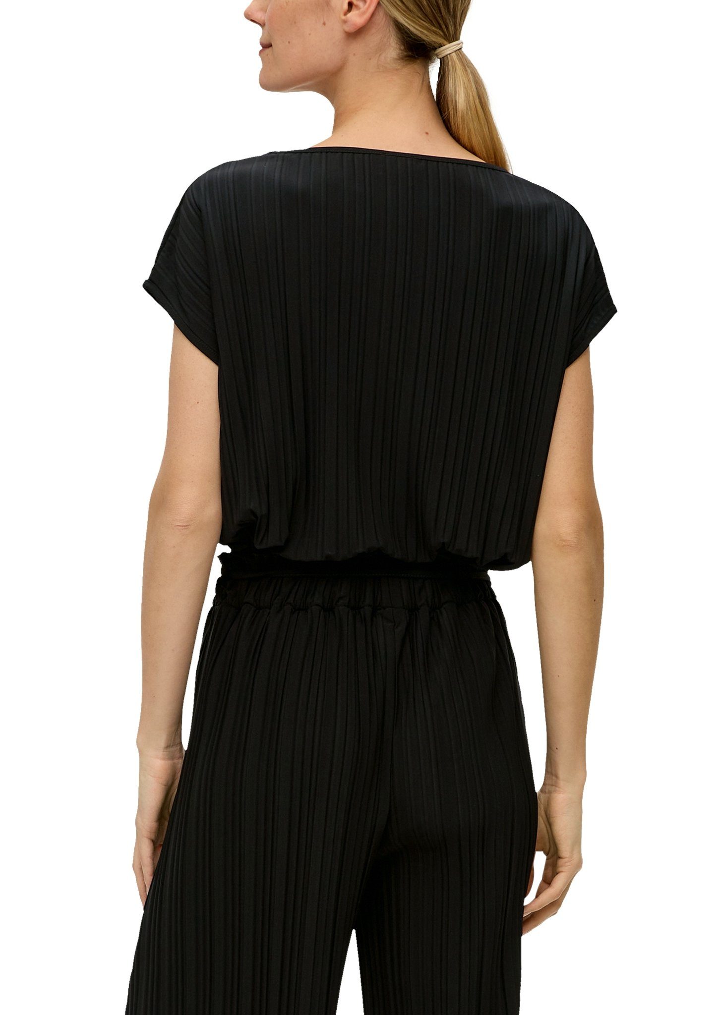 s.Oliver BLACK LABEL Shirt met ronde hals met plisséplooien