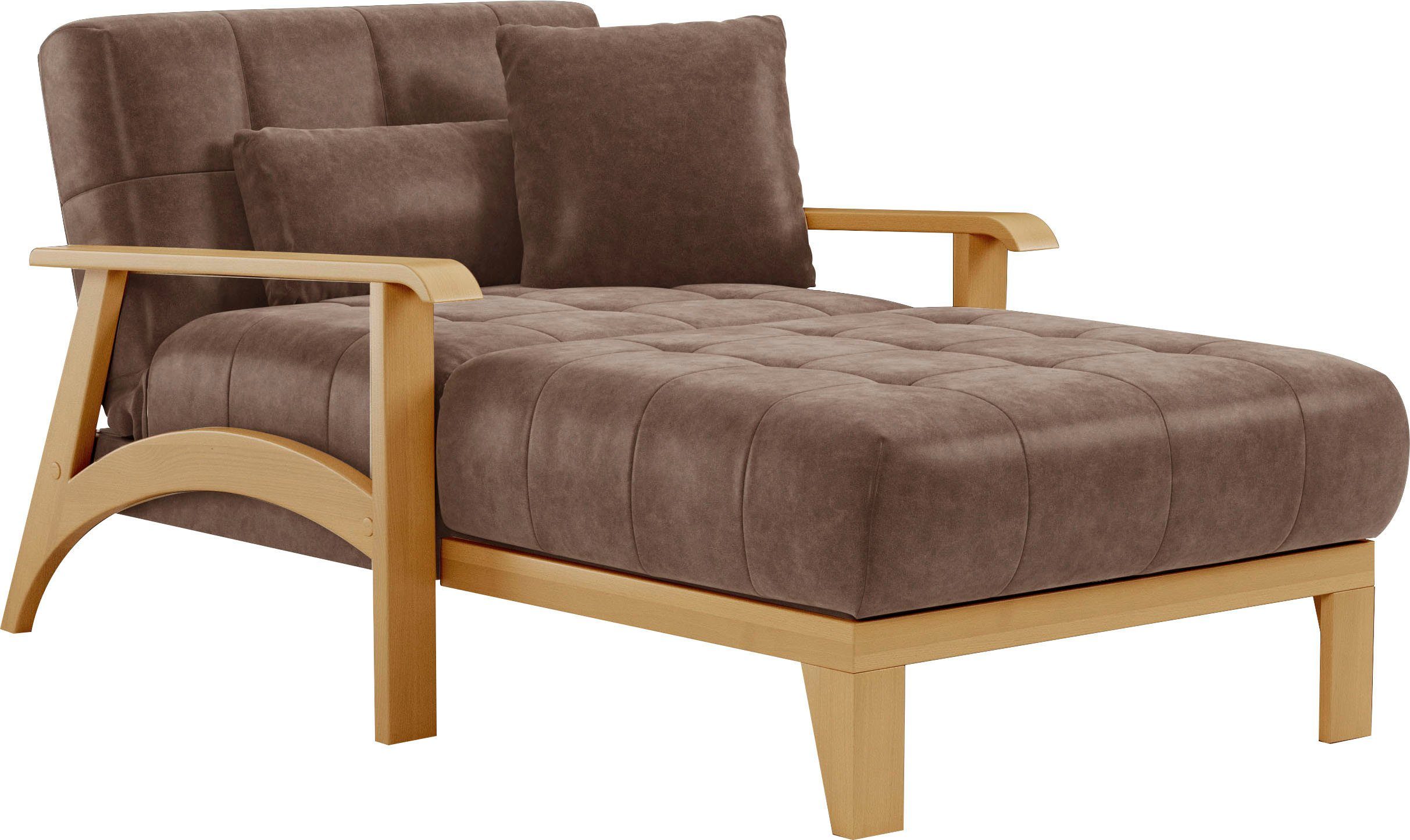 sit&more Récamier Billund Armleuningen van eikenkleurig beukenhout, verschillende bekledingen en kleuren