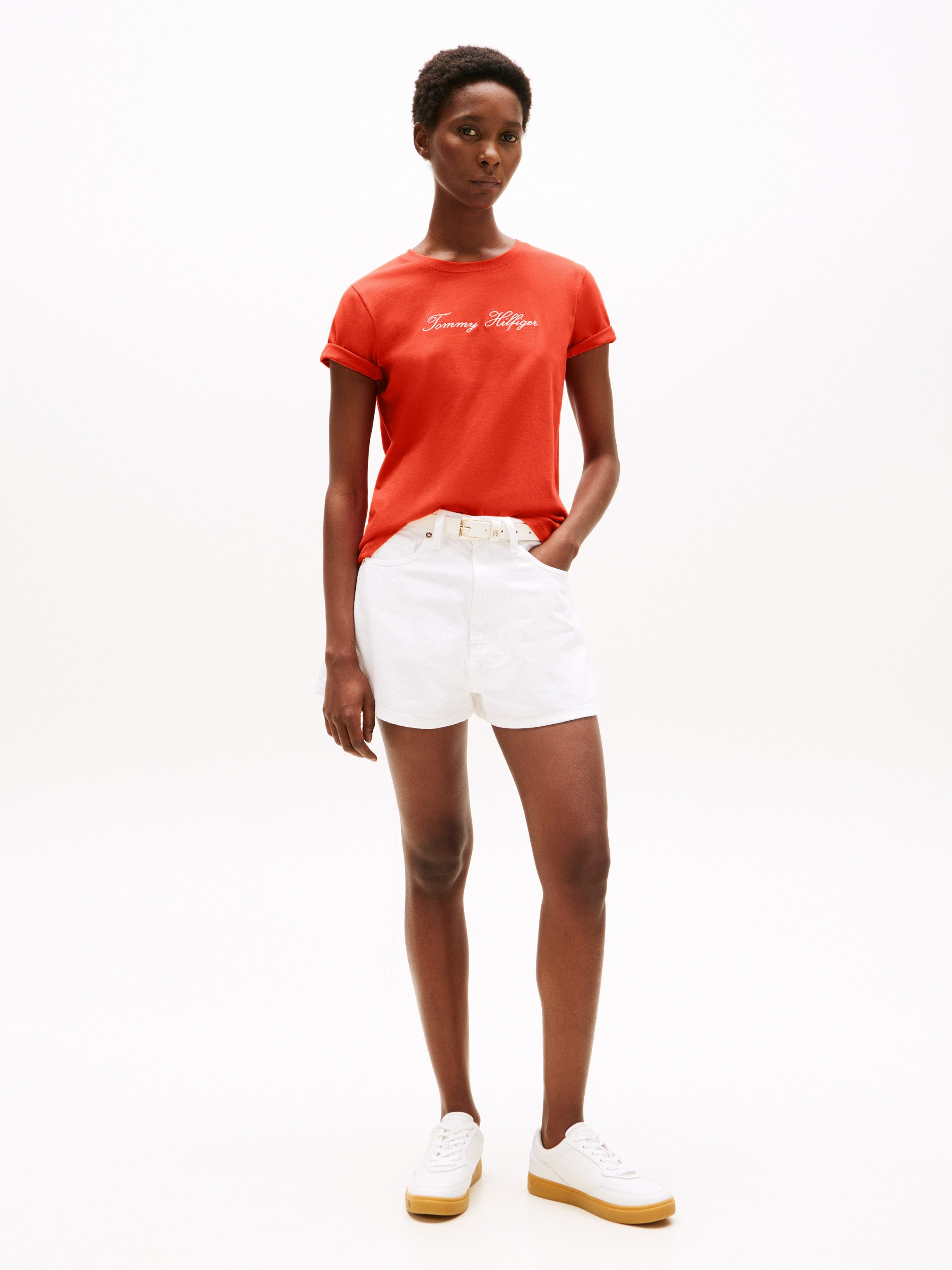 Tommy Hilfiger Shirt met korte mouwen SCRIPT REG C-NK SS T-SHIRT met tommy hilfiger script-logo-opschrift