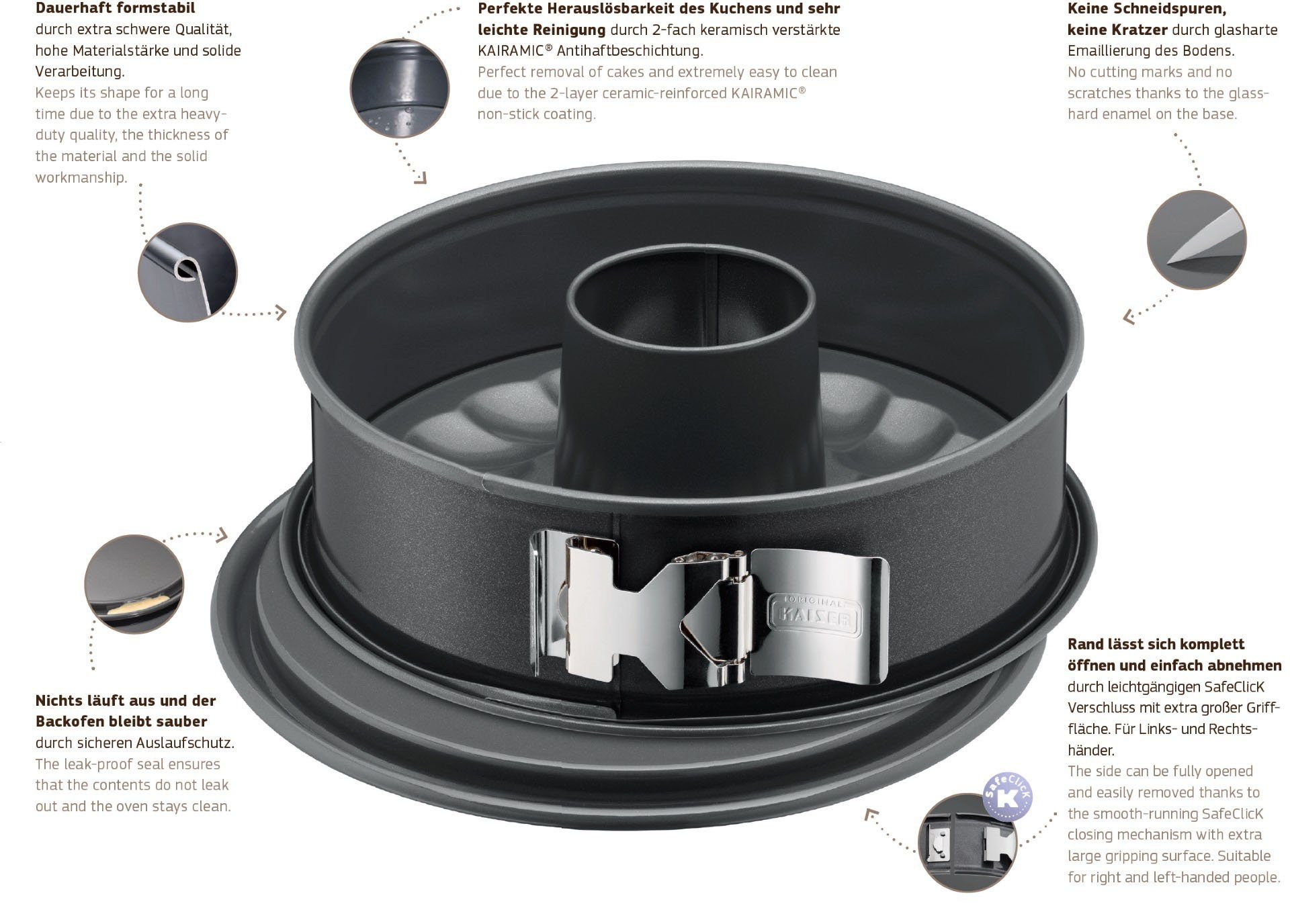 Kaiser Backformen Springvorm La Forme Plus Ø 26 cm rond met 2 planken, made in Germany