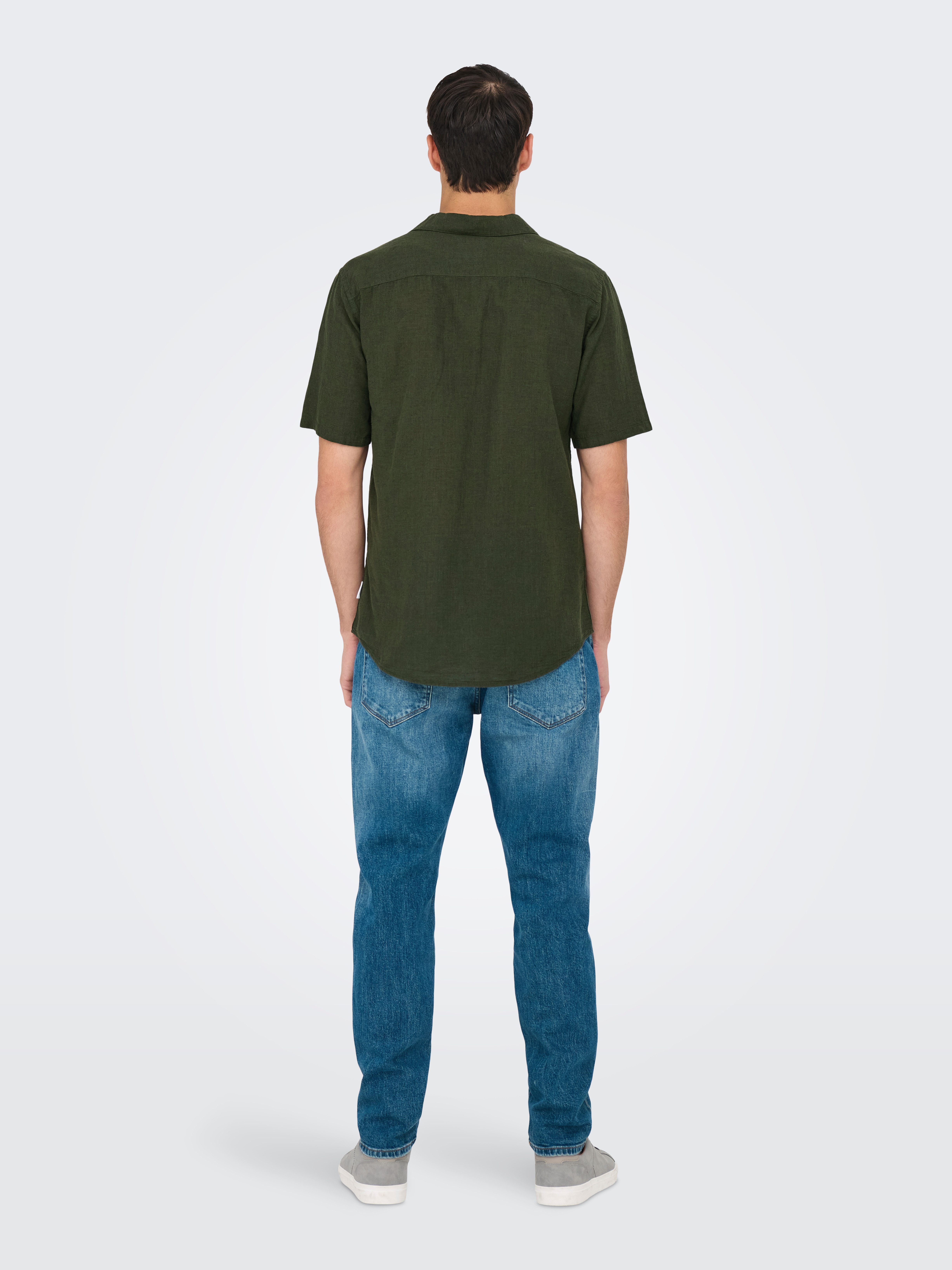 ONLY & SONS Overhemd met korte mouwen ONSCAIDEN SS SOLID RESORT LINEN NOOS