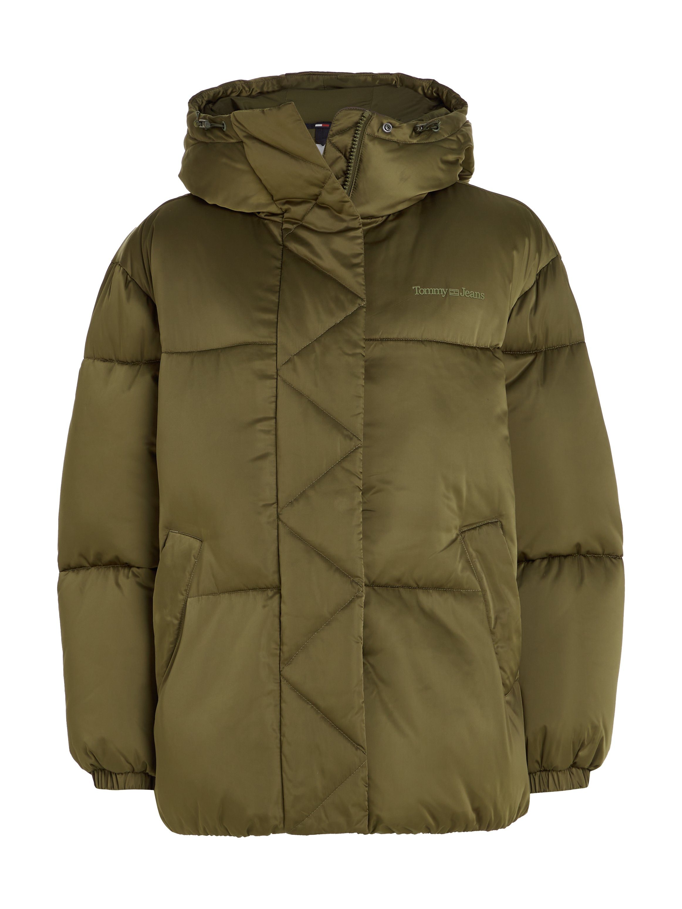 TOMMY JEANS Gewatteerde jas TJW OVR SATIN PUFFER met tommy jeans-merklabel