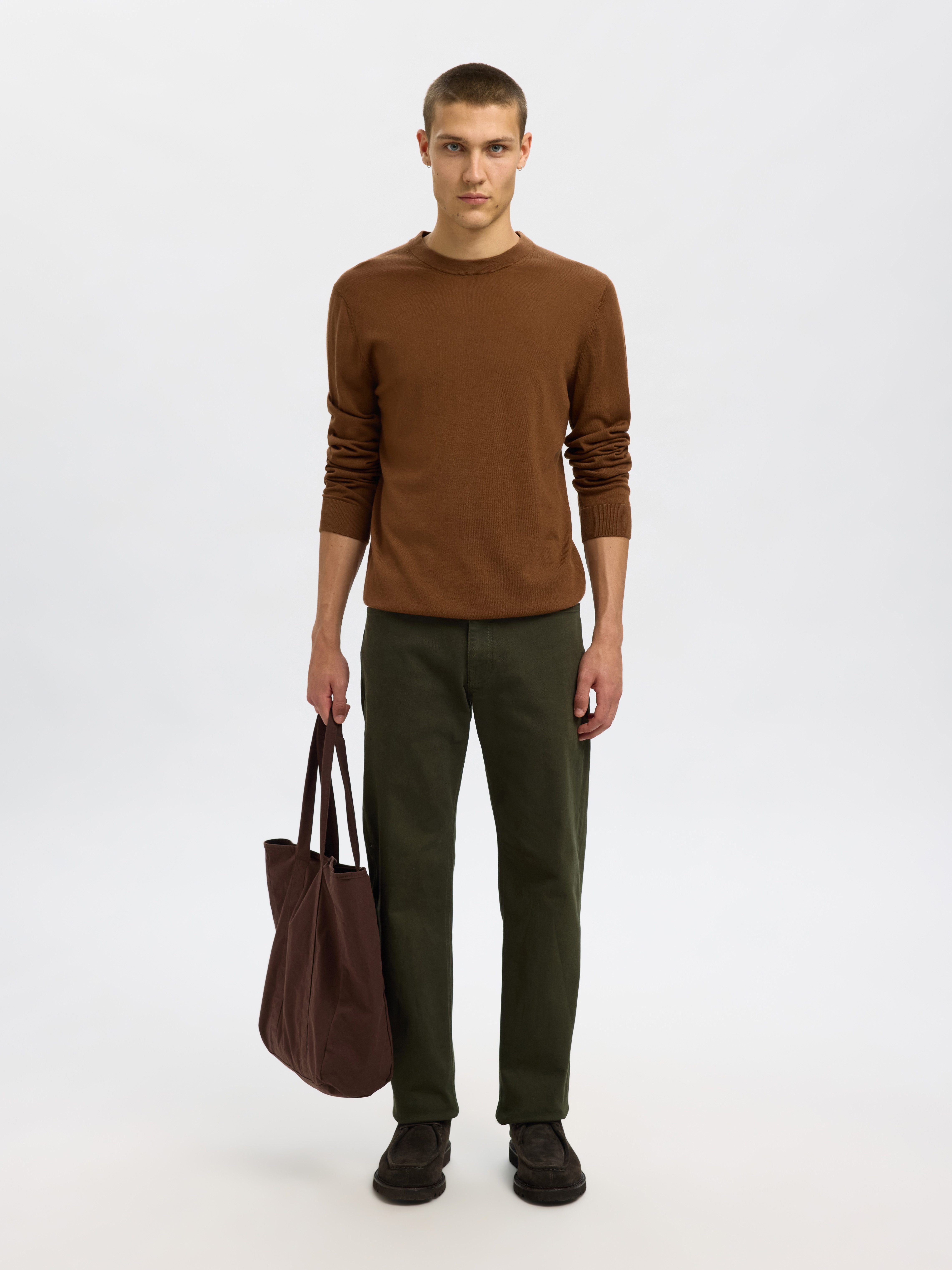 SELECTED HOMME Gebreide trui SLHTRAY LS KNIT MERINO CREW NECK NOOS
