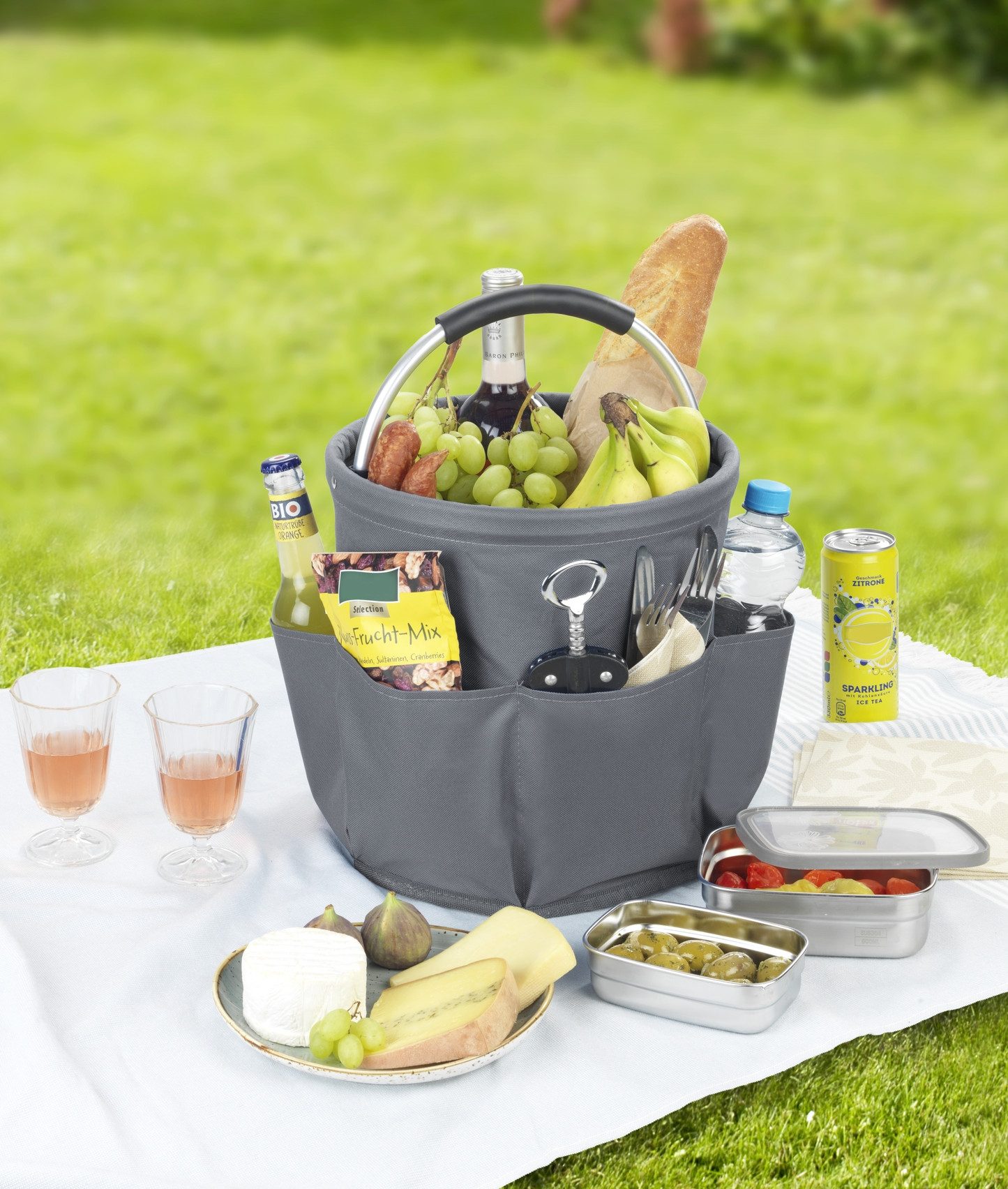 WENKO Organizer Universal-Reinigungs-Caddy Multifunctioneel mand met 6 buitenzakken, ideaal voor huishouden, tuin & kamperen