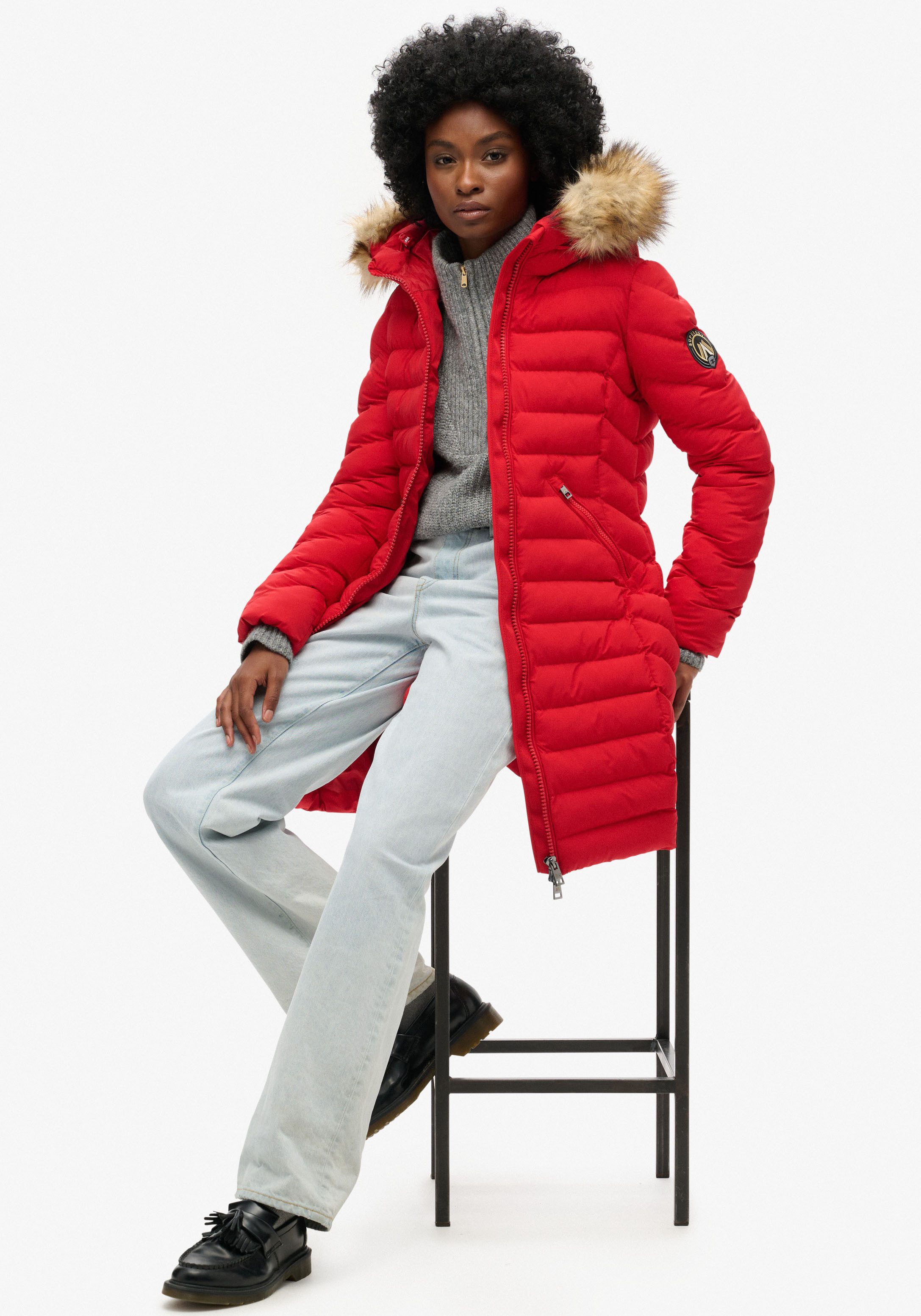 Superdry Gewatteerde jas FUJI NEPPEL HOOD MID LENGTH