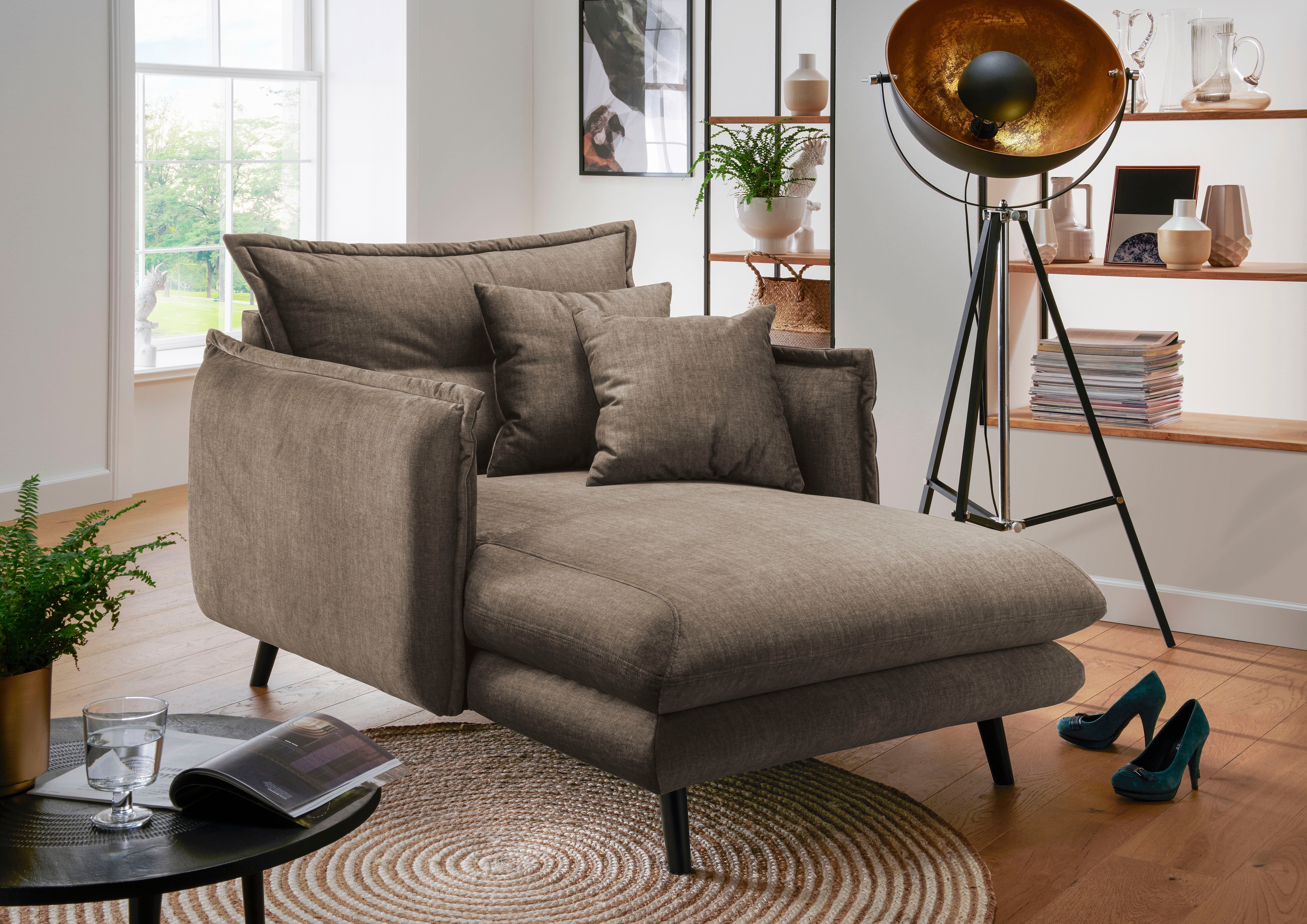 INOSIGN Loveseat LAZIO moderne fauteuil met een comfortabele bekleding, 2 stuks decoratieve sierkussens fauteuils bruin