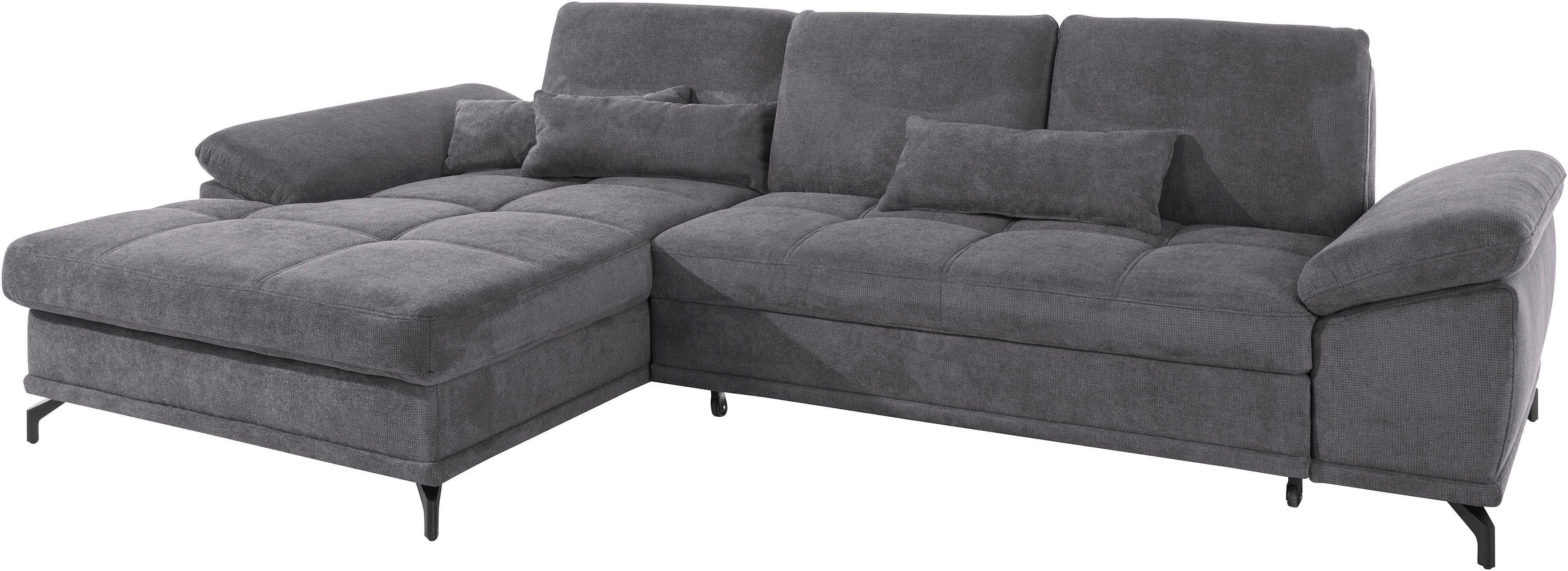Places of Style Hoekbank Costello L-Form, B: 301 cm mit Sitztiefen-, Armteilverstellung & 3 nierkussens, optionele bedfunctie en bedlade