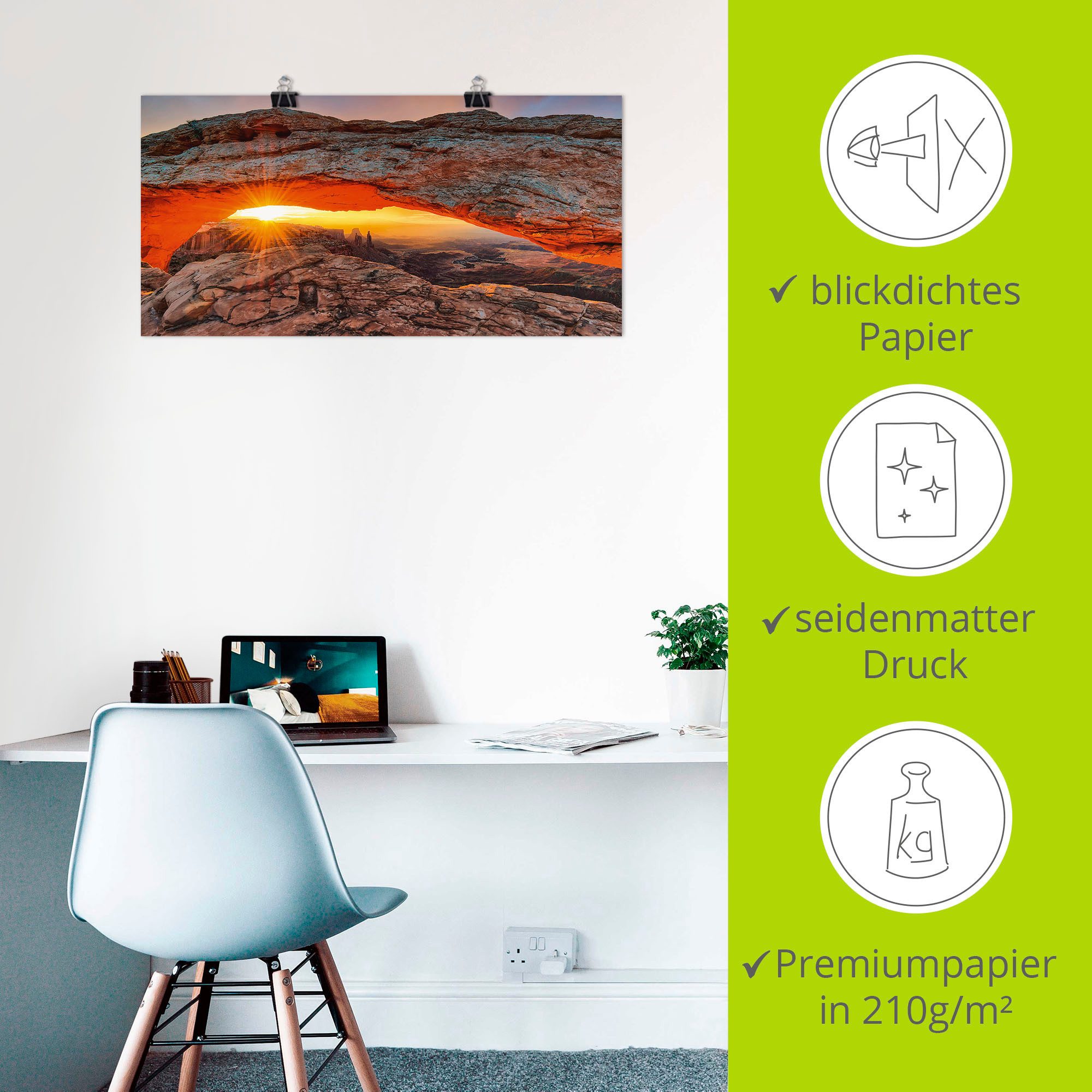 Artland Artprint Iconic Mesa Arch als artprint van aluminium, artprint voor buiten, artprint op linnen, poster in verschillende maten. maten