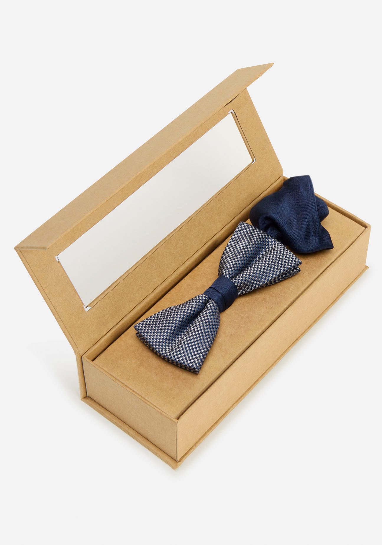 MONTI Vlinderdasje Vlinderstrik in minimalistisch patroon, met bijpassend uni-zakdoek (set, 2 stuks)