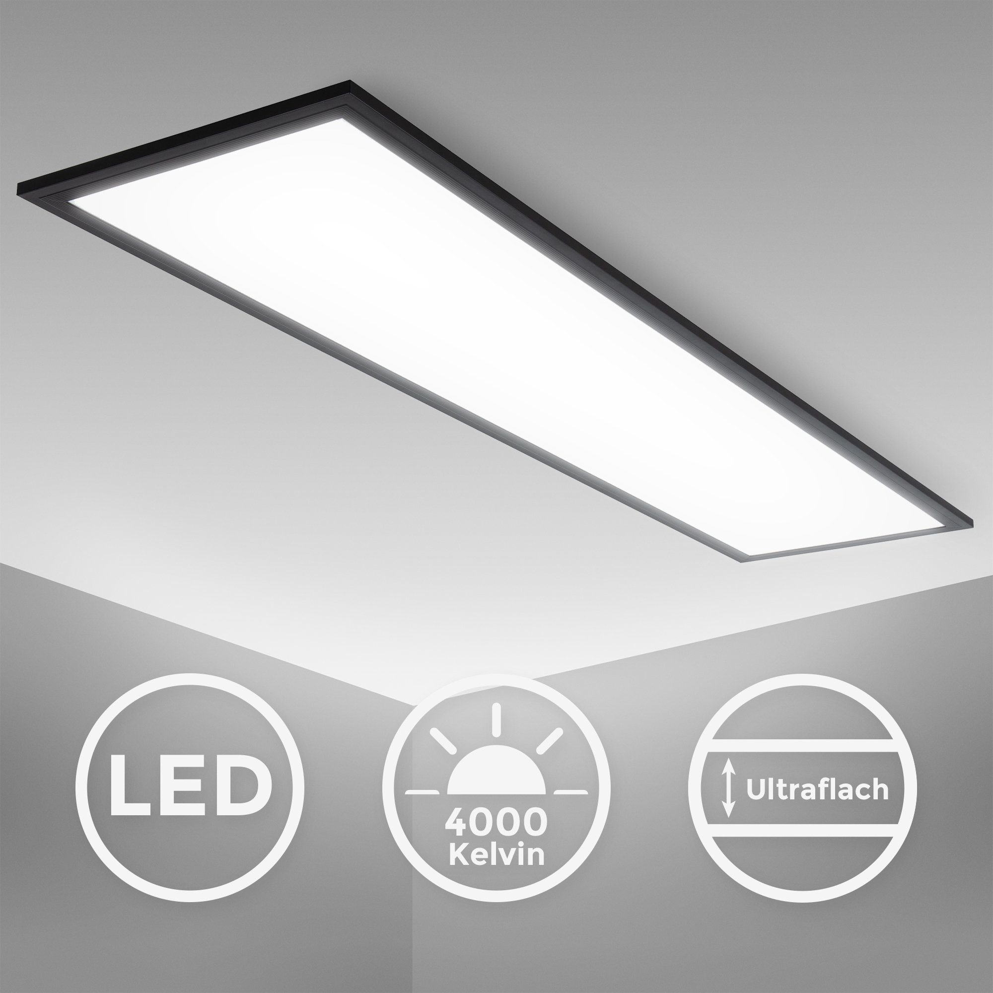 B.K.Licht Led-plafondlamp BK_DP1497 LED paneelplafondlamp, 1 meter, 4.000K neutraal wit licht (1 stuk)