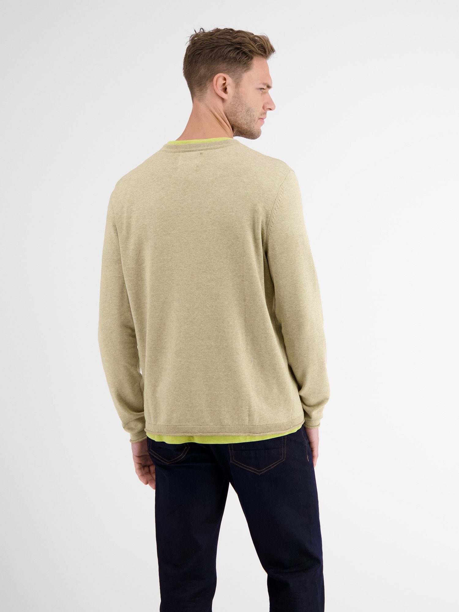 Lerros Gebreide trui LERROS ronde hals pullover, vlakbrei