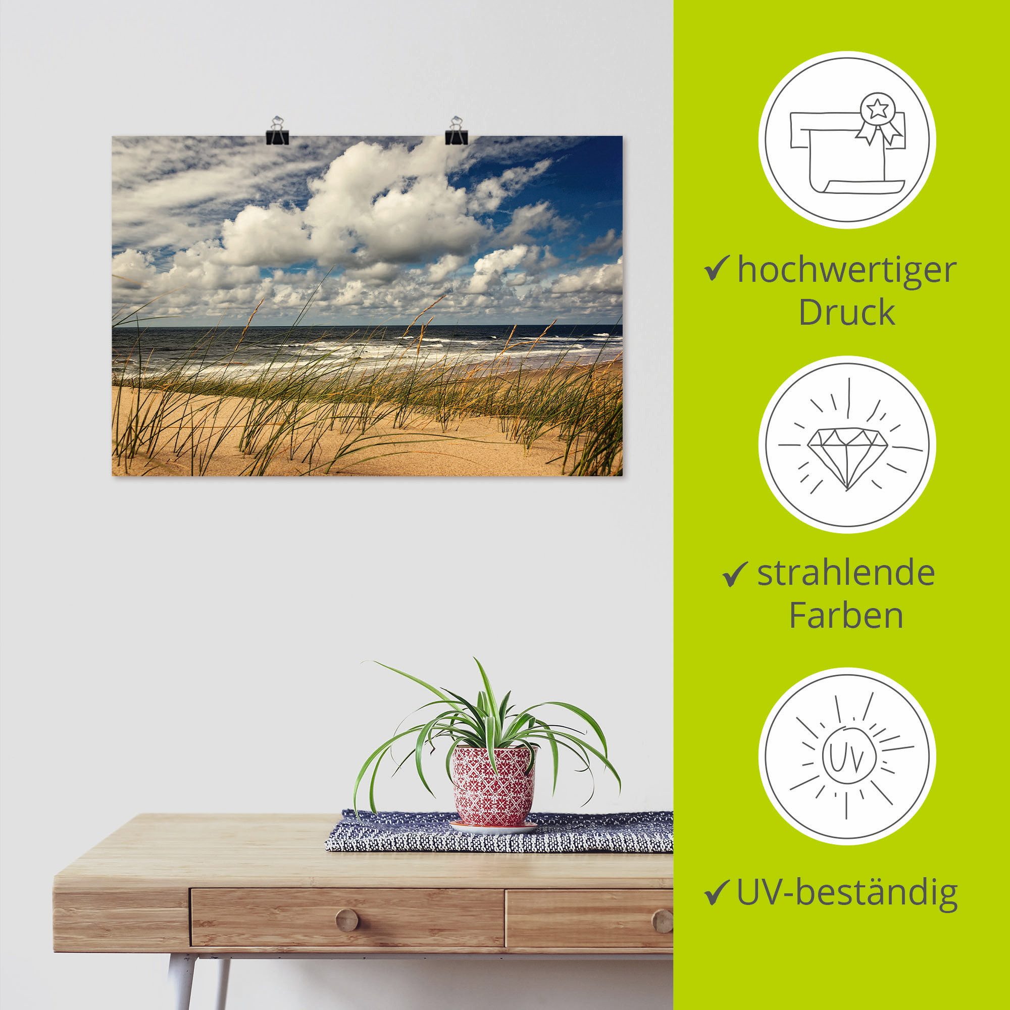 Artland Artprint Strand paal 17 02 als artprint van aluminium, artprint voor buiten, poster in diverse formaten