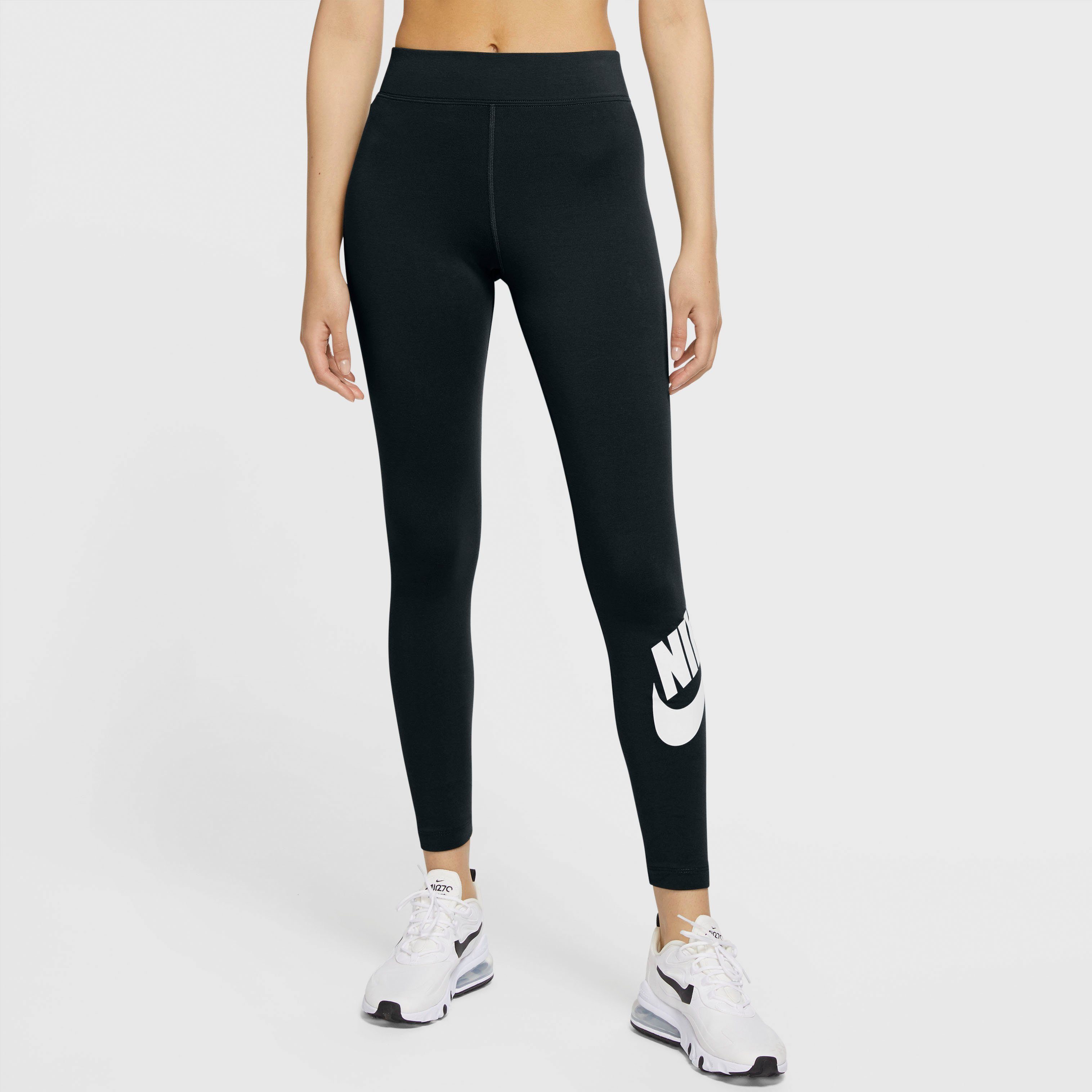 Nike Sportswear Legging Essential Women's High-Waisted Graphic Leggings Zweetafvoerende high waist sportleggings met logo