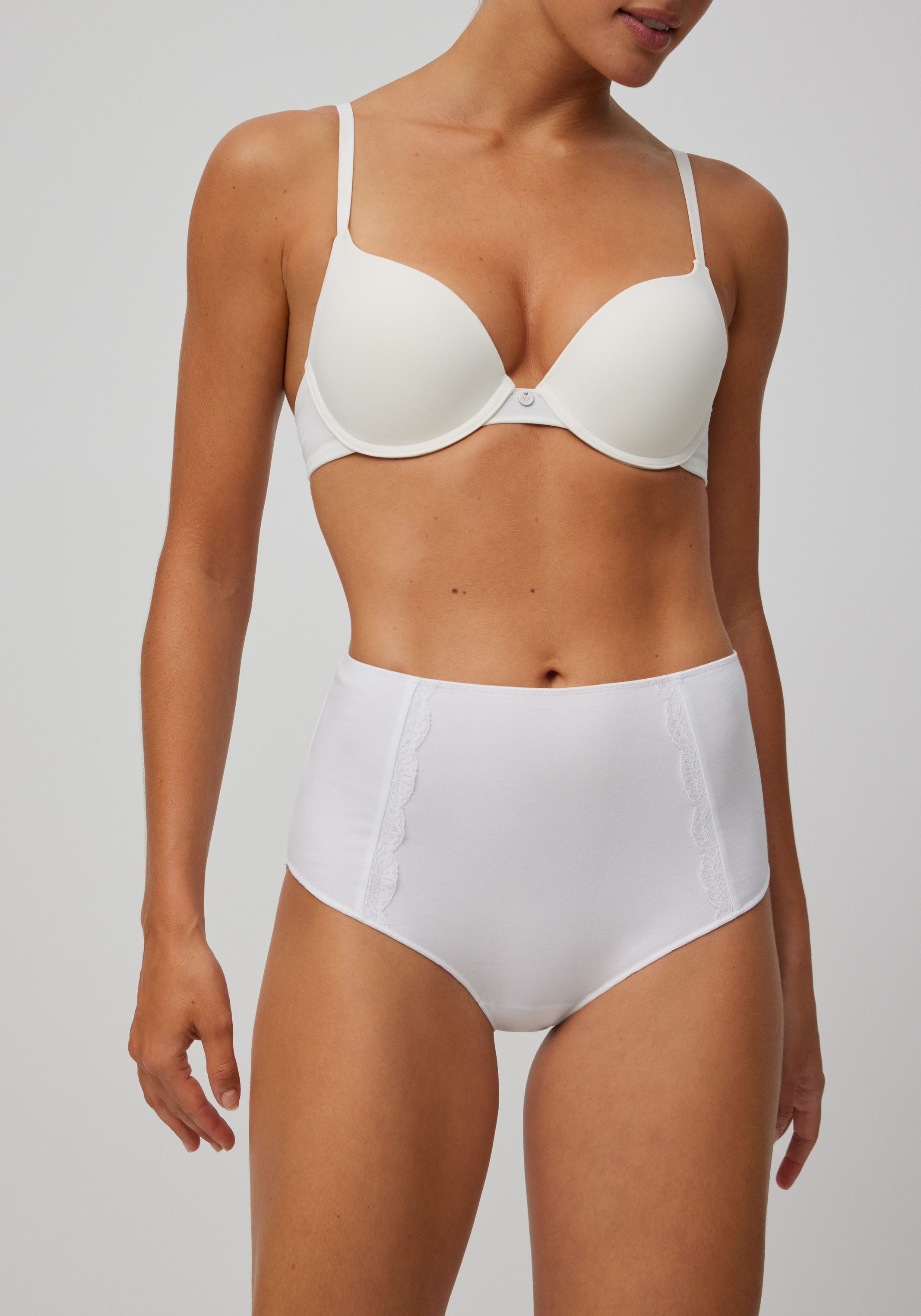 YSABEL MORA Maxislip BASIC COLLECTION COTTON WITH LACE met romantische touch door kant-applicaties (Set van 3)