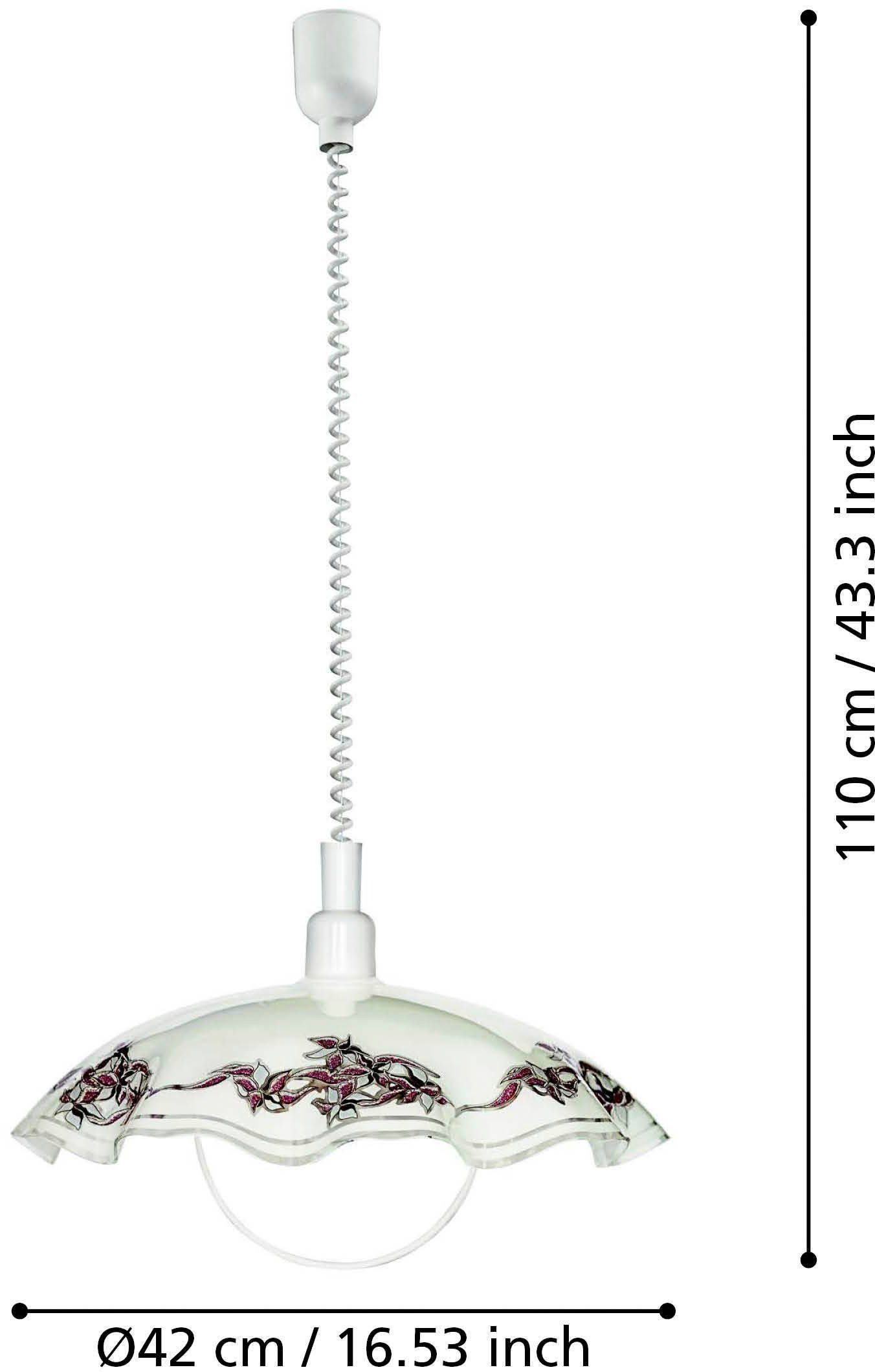 EGLO Hanglamp Vetro Hanglamp met spiraalsnoer, in hoogte verstelbaar, keukenlamp, E27 (1 stuk)
