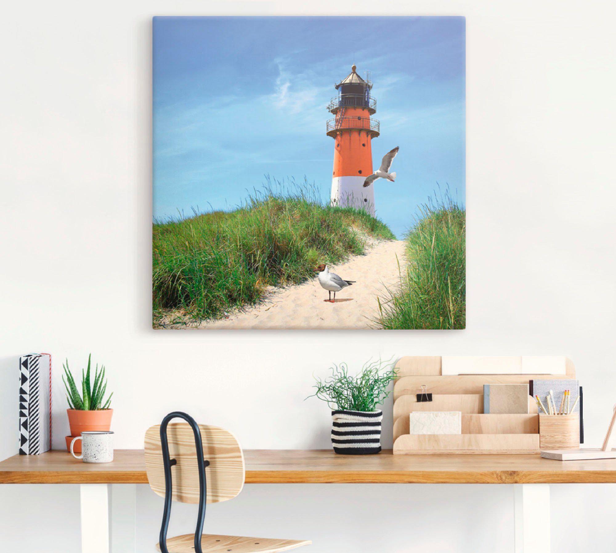 Artland Artprint Bij de vuurtoren als artprint op linnen, muursticker in verschillende maten