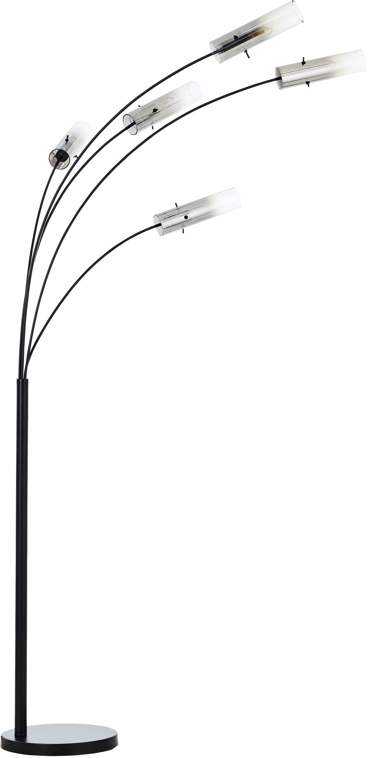 Brilliant Leuchten Staande lamp Glasini 200 x 30 x 73 cm, 5 x e14, metaal/rookglas, mat zwart (1 stuk)