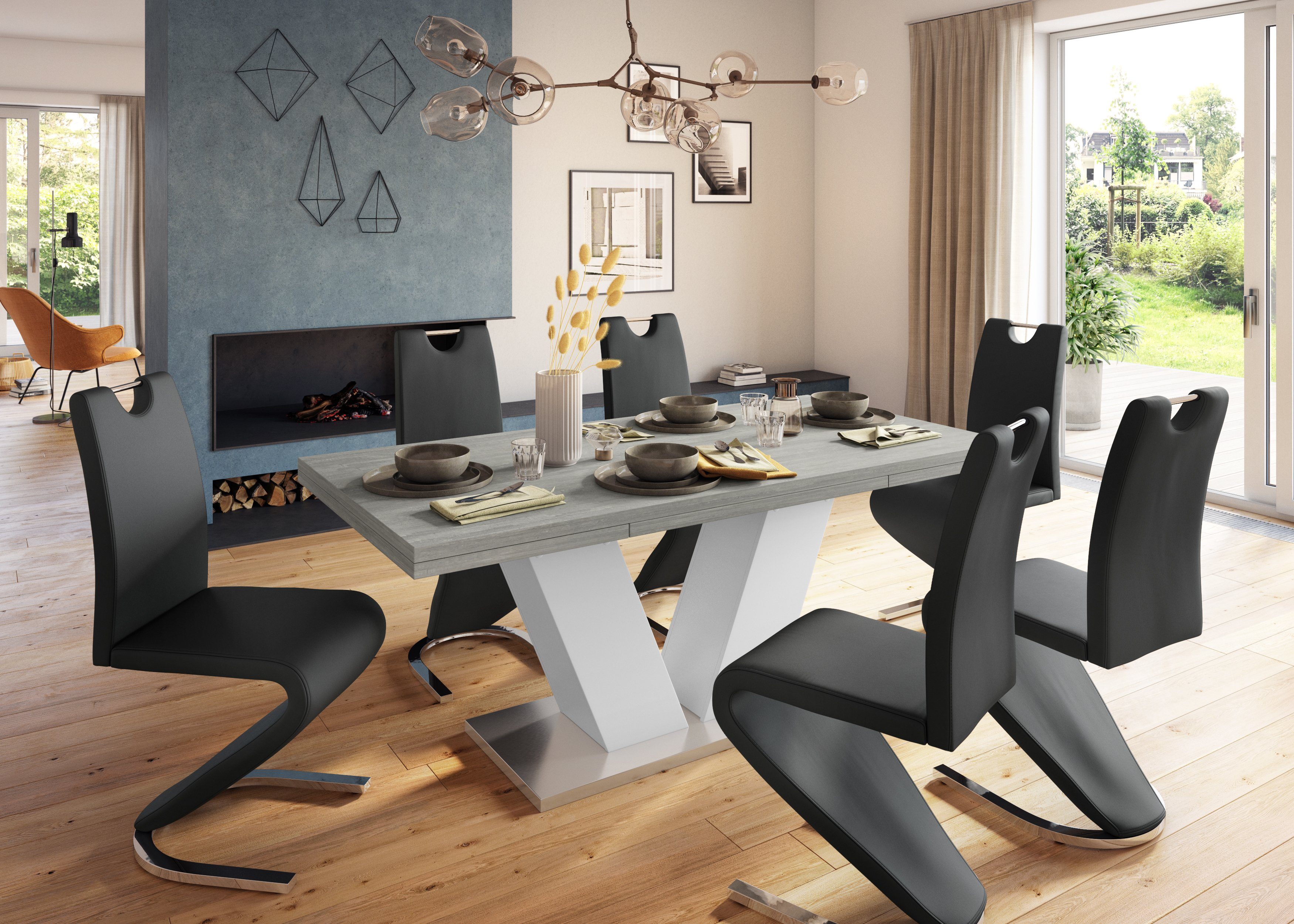 Homexperts Eetkamerstoel Zora 02 Bekleding in imitatieleer, rugleuning met handgreep voor eenvoudig terugtrekken (set, 2 stuks)