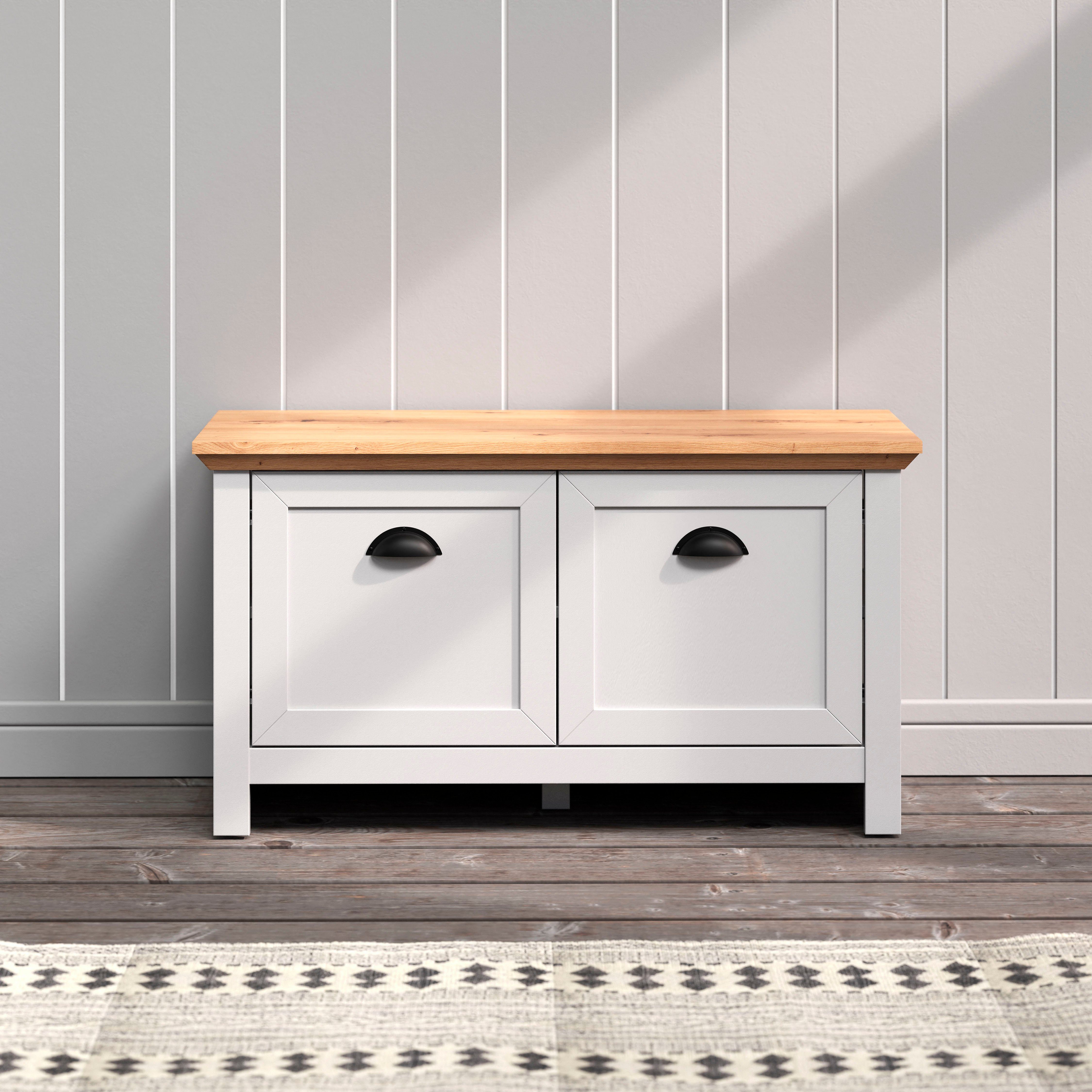 Home affaire Kapstok Herzwill Zitbank / schoenenkast met de afmetingen BxHxD ca.: 91x49x41 cm (1 stuk)