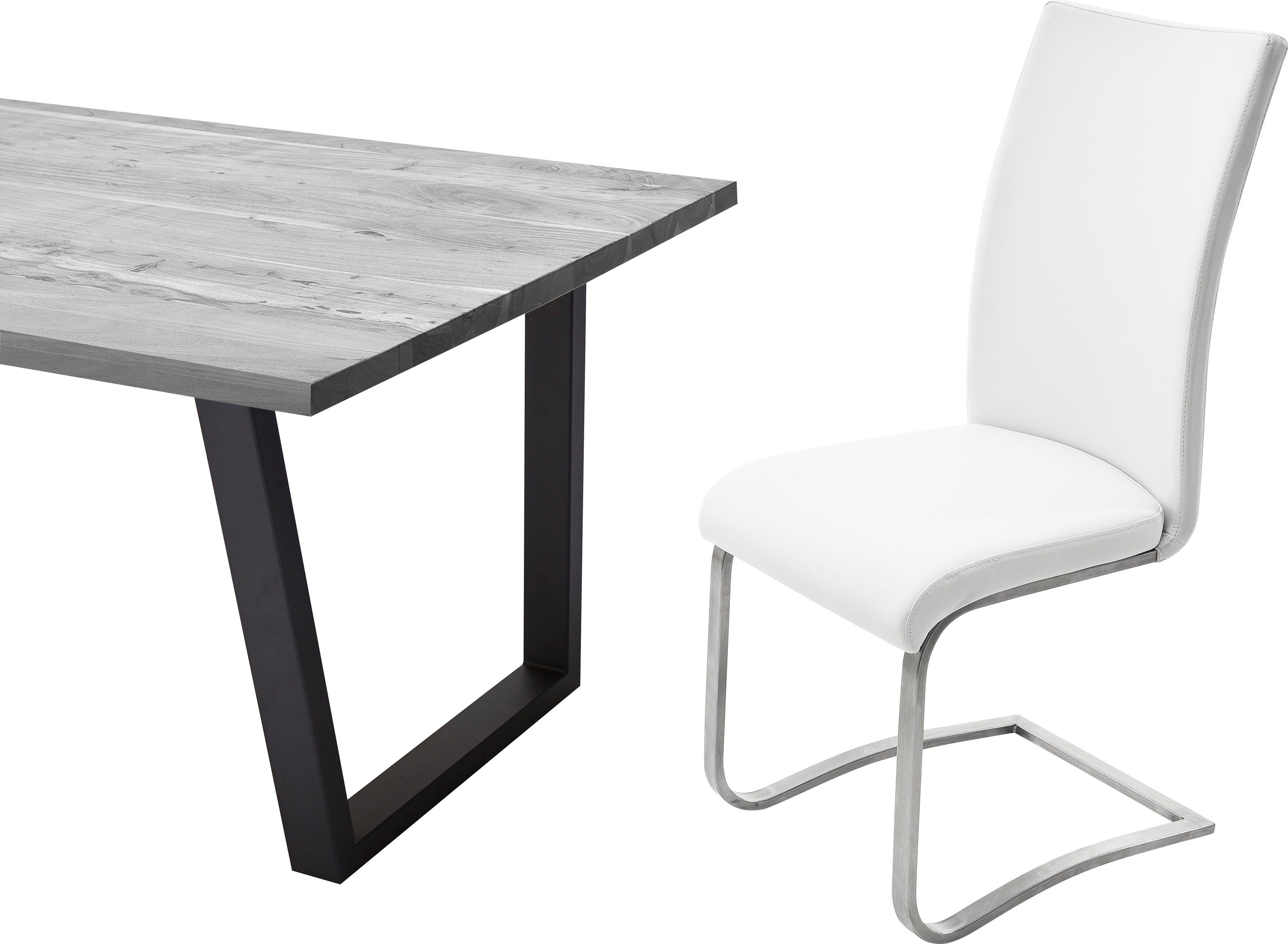 MCA furniture Vrijdragende stoel Arco Stoel overtrokken met echt leer, belastbaar tot 130 kg (2 stuks)