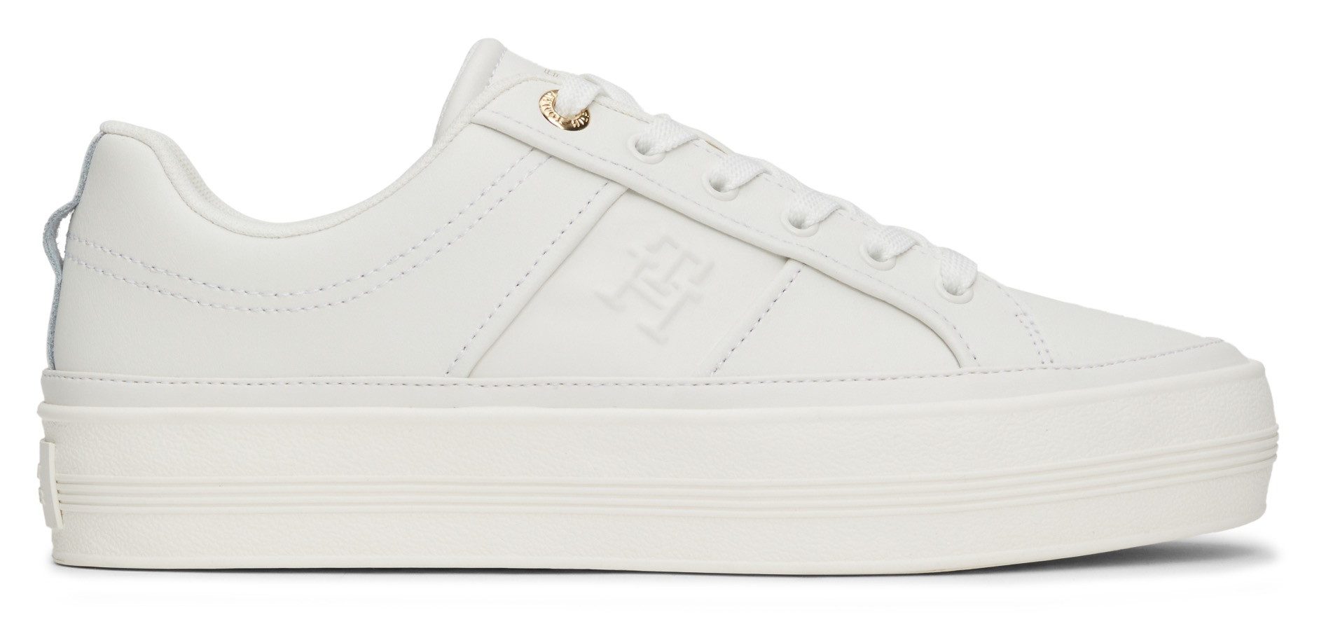 Tommy Hilfiger Plateausneakers ESSENTIAL VULC SNEAKER MONOGRAM , vrijetijdsschoen, lage schoen, veterschoen met monogram