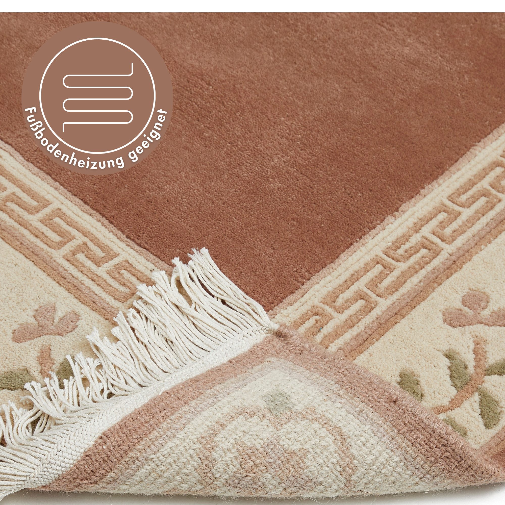 LUXOR living Wollen kleed Giza 100% wol, handgeknoopt, met bies en franjes