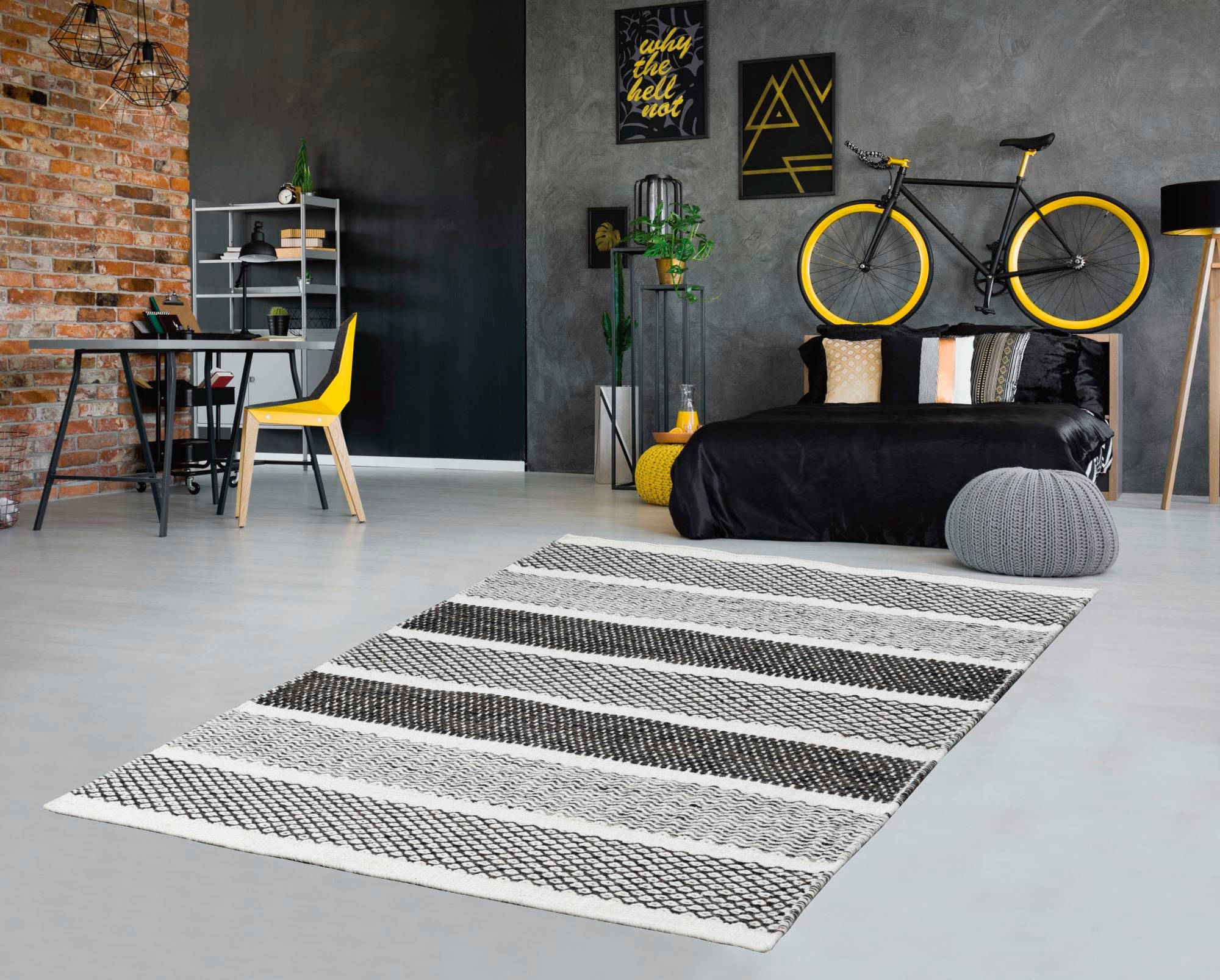 THEKO Wollen kleed TRONDHEIM 03 Handgeweven vloerkleed, platweefsel, zuivere wol, met de hand geweven, gestreept