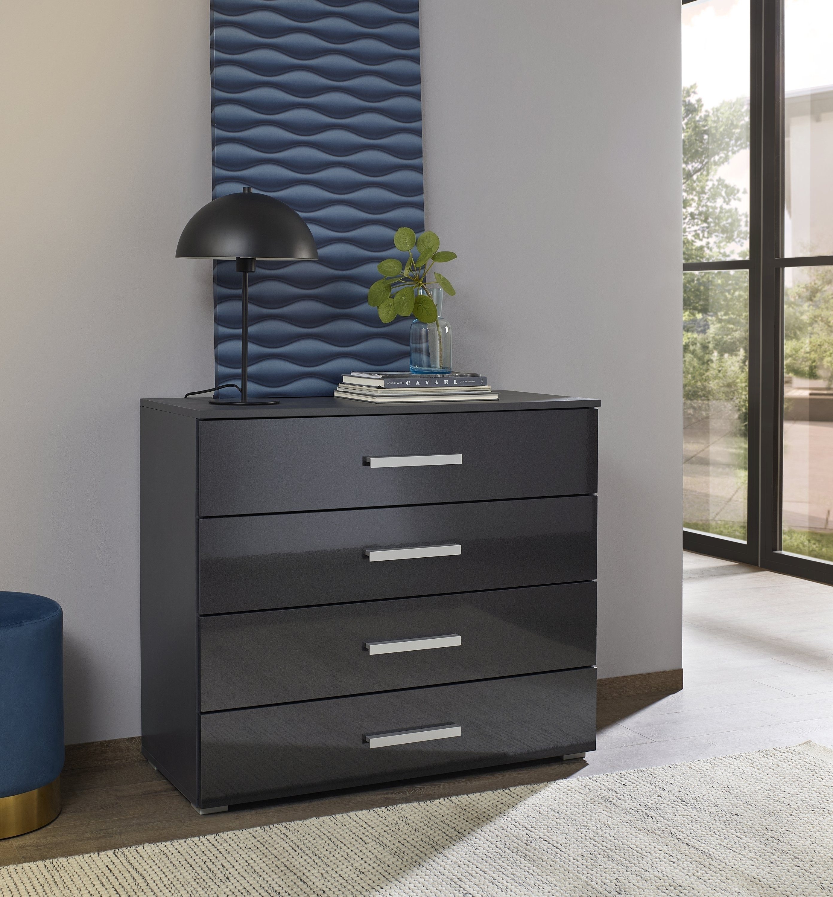 rauch Ladekast Sideboard commode ladecommode KOLUNA hoogglansfront Breedte 93 cm met 4 grote lades voor veel opbergruimte MADE IN GERMANY